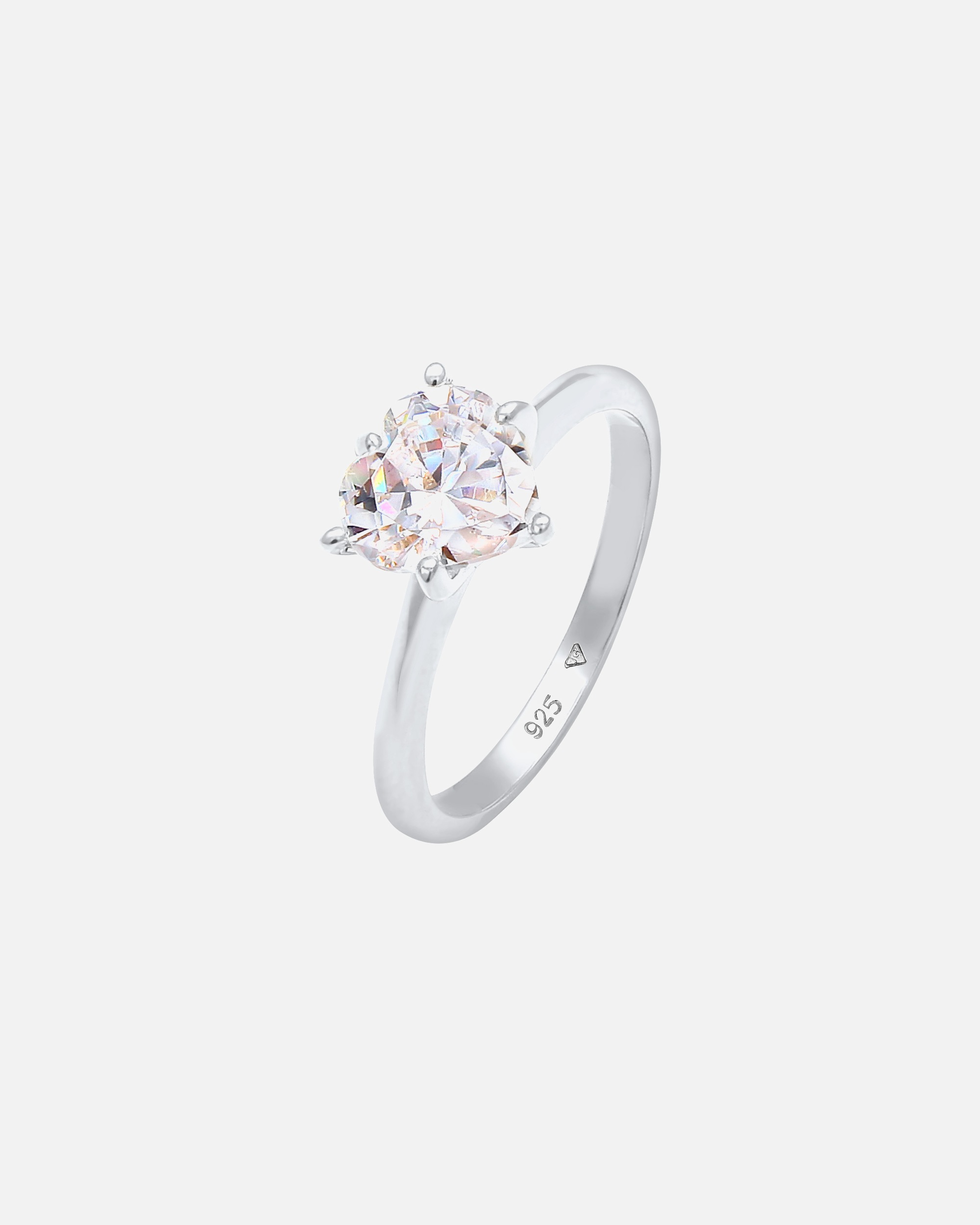 Ring für Weiblich Elli Herz Zirkonia Verlobungsring Solitär 925 Silber 56