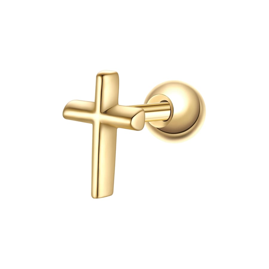 Glanzstücke München Ohrstecker Kreuz aus Sterling Silber in Gelbgold 6,3 mm Damen