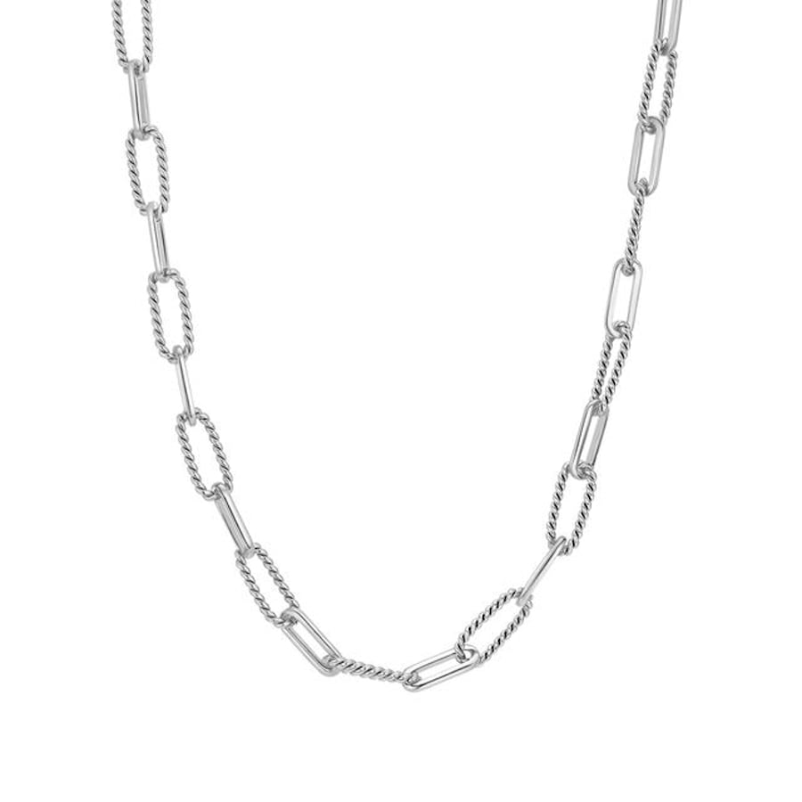 Hey Happiness Paperclip-Gliederkette aus Edelstahl Silber Damen