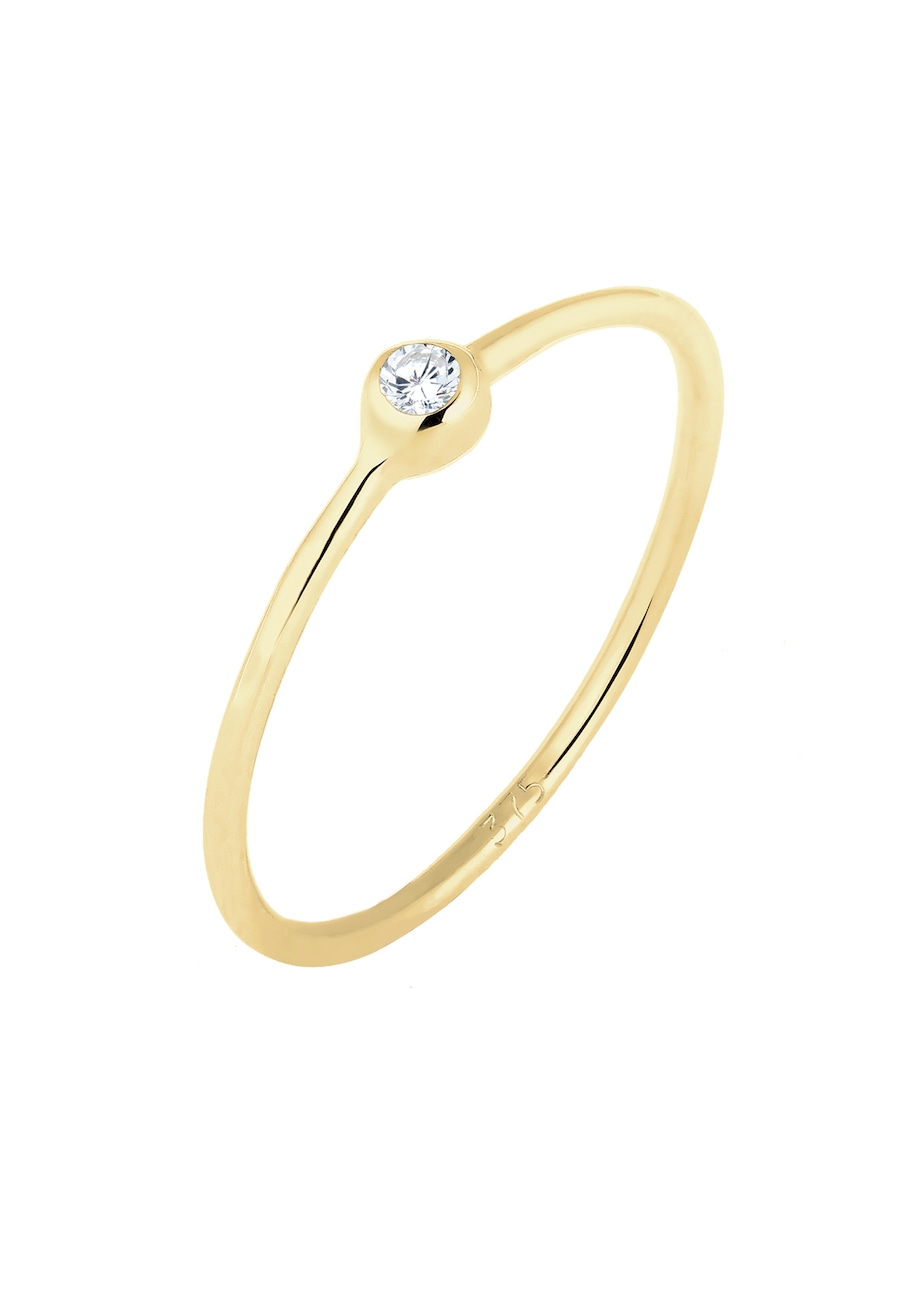 Elli PREMIUM Solitär Zirkonia 375er Gelbgold 54 Damen