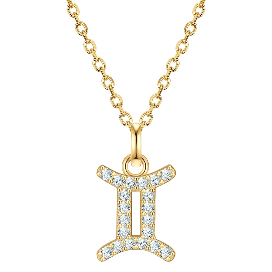 Glanzstücke München Halskette Sternzeichen Zwillinge aus Sterling Silber in gelbgold mit Zirkonia 40,0 cm Basiskette + 5,0 Verlängerung Damen