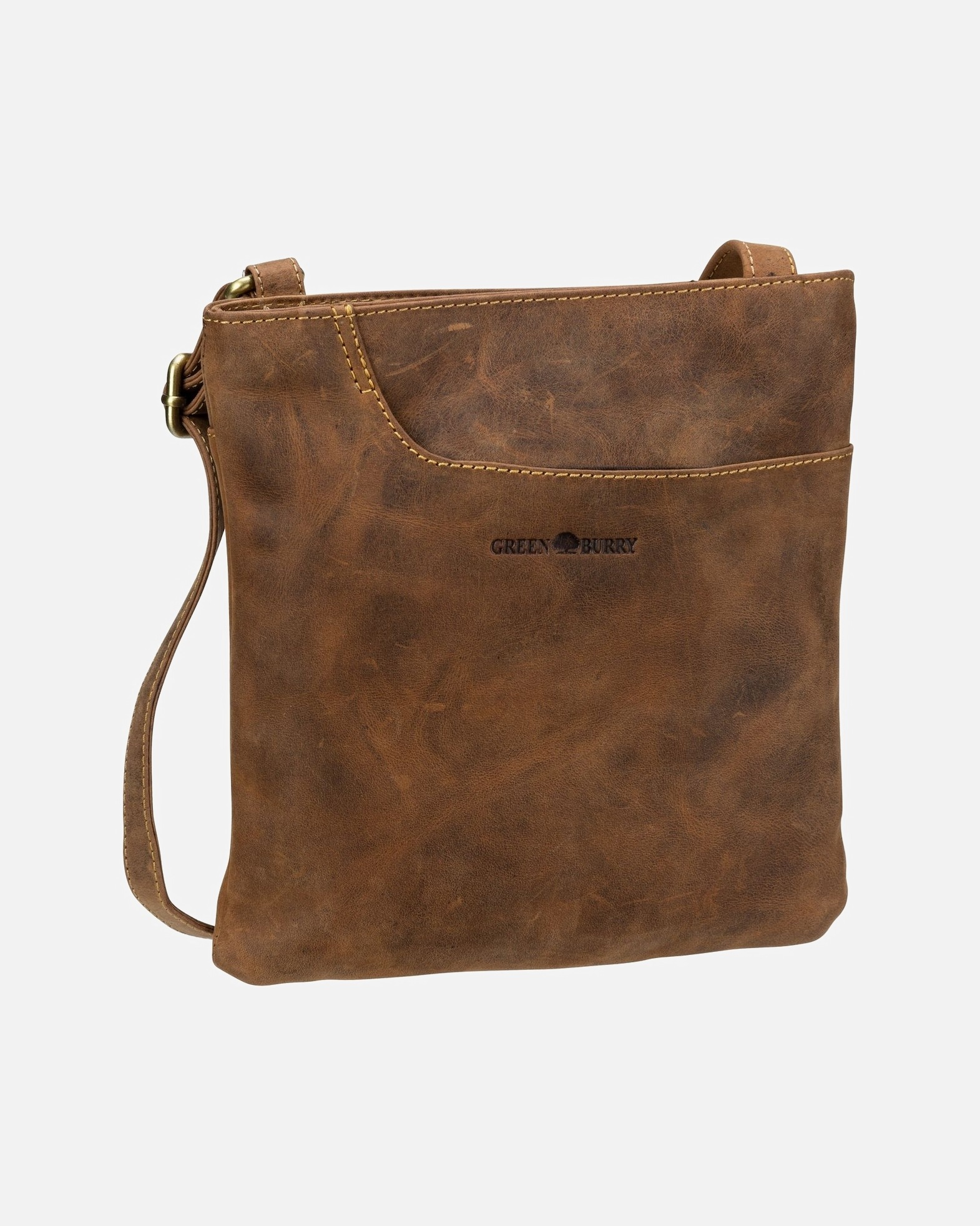 Umhängetasche für Männlich Greenburry Beuteltasche Vintage Sattelbraun