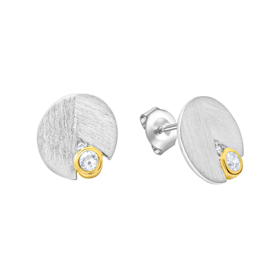 Celesta Ohrring 925 Silber vergoldet Zirkonia 925/- Sterling weiß Silbergrau Damen