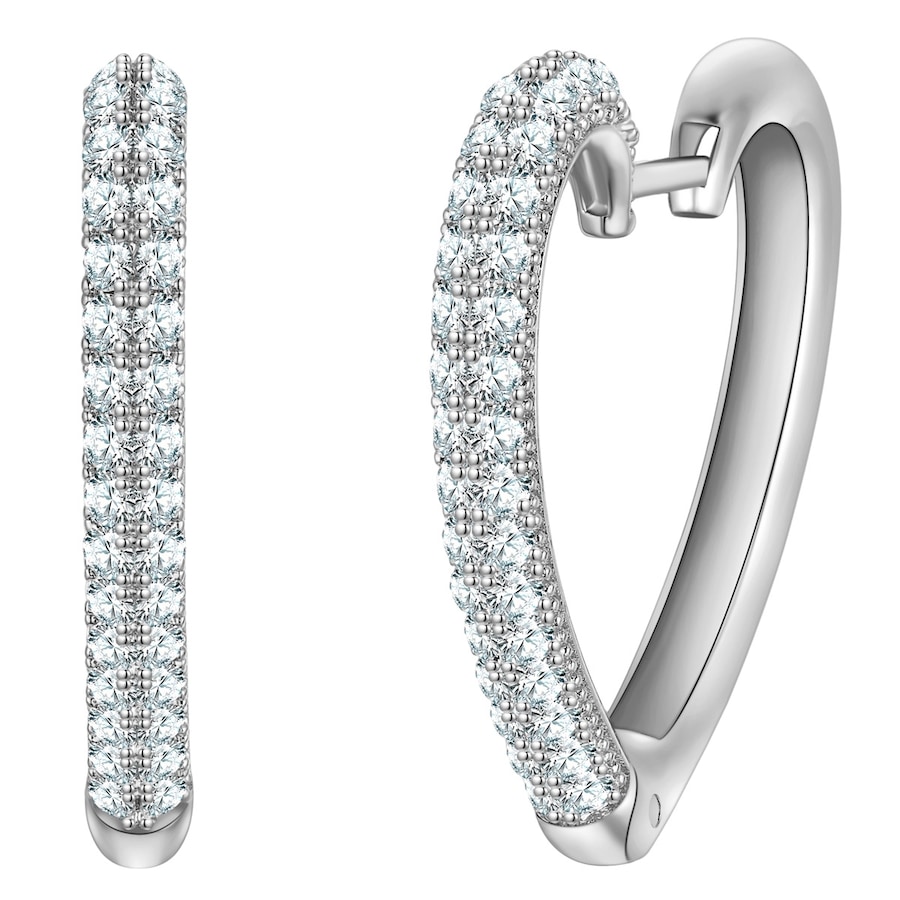 Yokoamii Creolen Herz aus Messing in silber mit Zirkonia 26,7 mm Damen