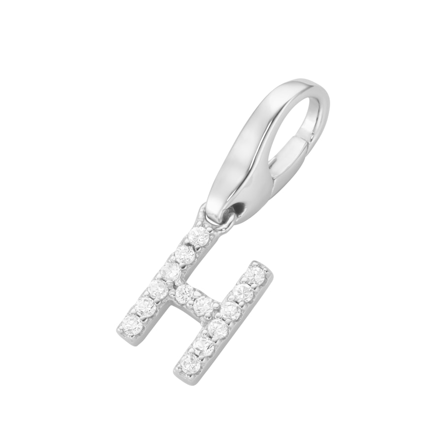 Giorgio Martello Milano Charm Buchstabe H, Zirkonia Steine, Silber 925 H Weiss Damen