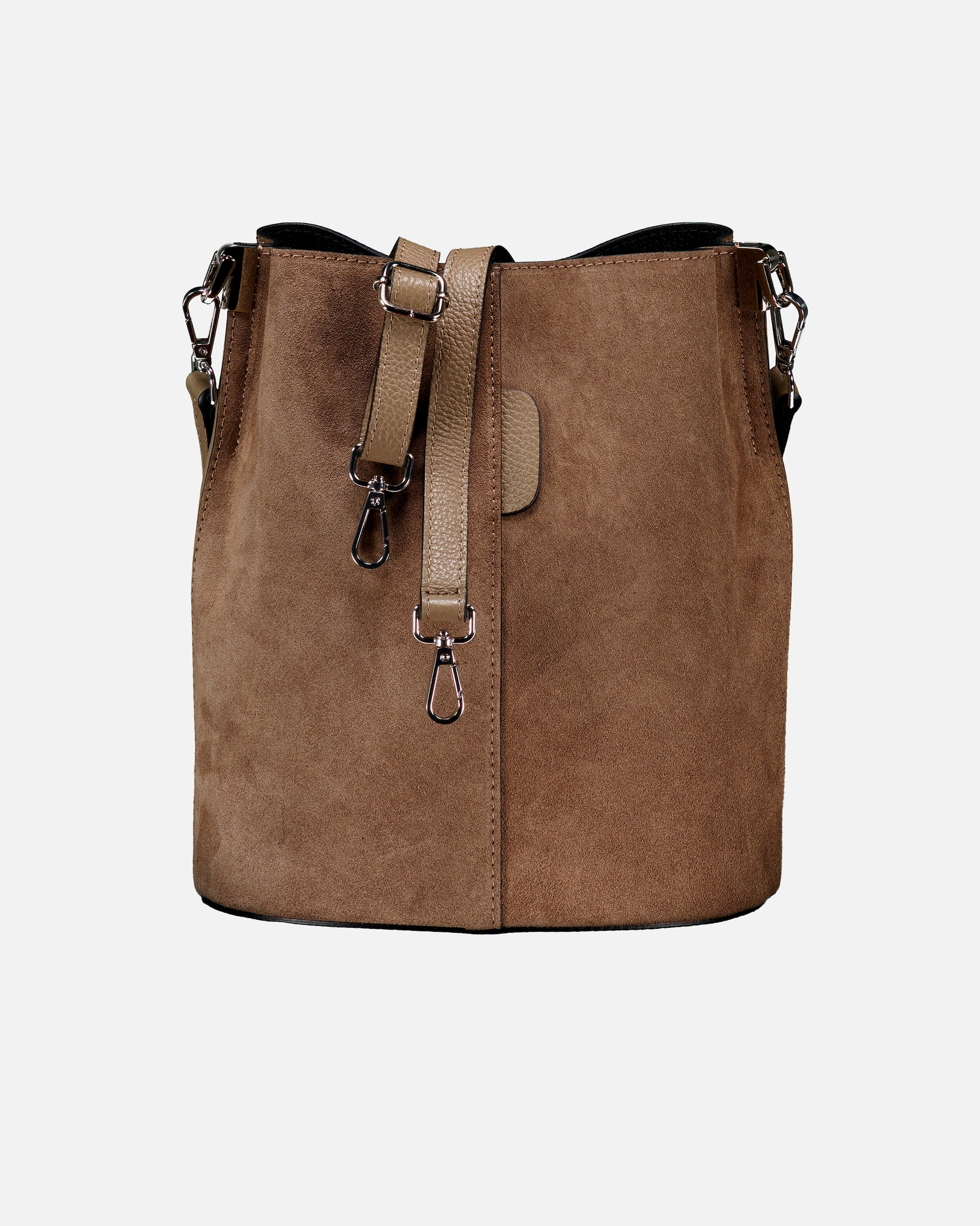 Umhängetasche für Weiblich Hausfelder Manufaktur Beuteltasche Velours mit zwei Riemen Taupe