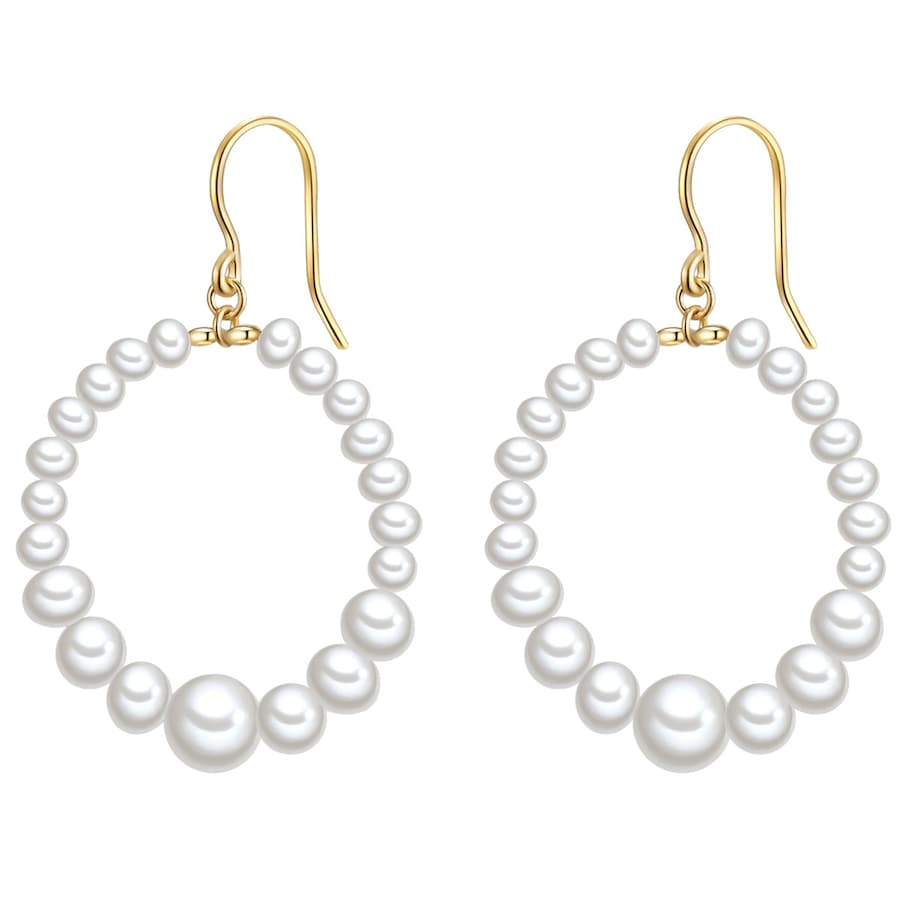 Valero Pearls Perlen-Ohrhänger Sterling Silber Süßwasser-Zuchtperle in Gelbgold 42,7 mm Damen