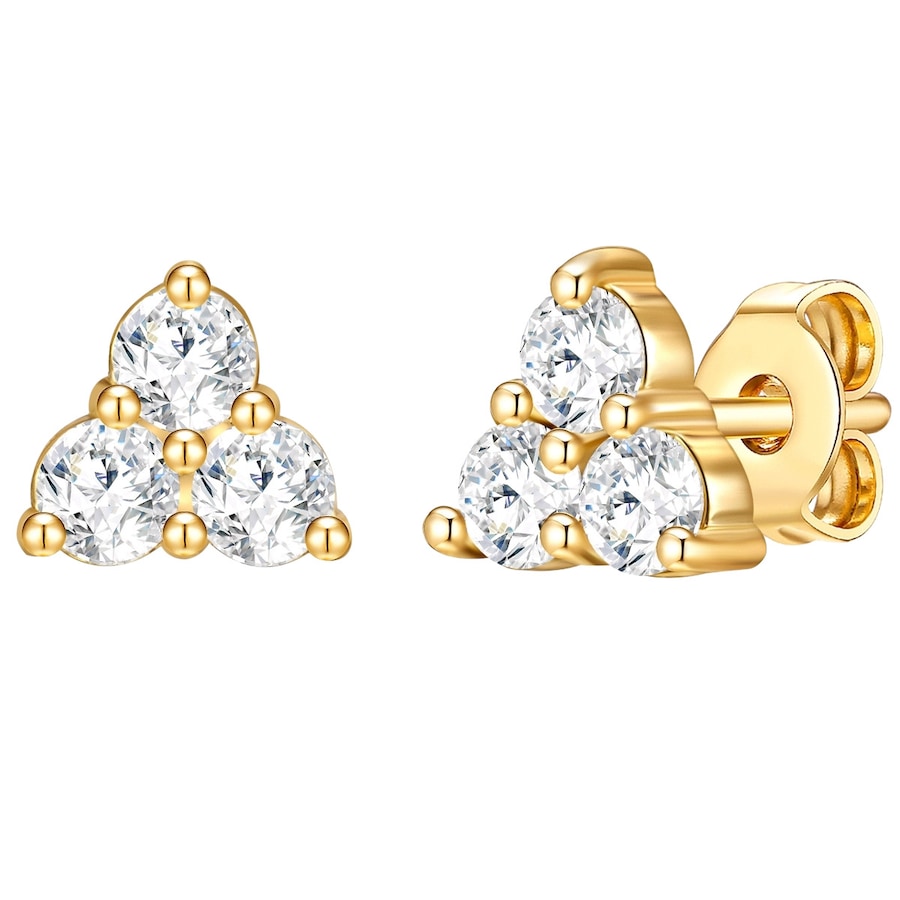 Lulu & Jane Ohrstecker Metall-Legierung verziert mit Kristallen von Swarovski in Gelbgold 6,7 mm Damen