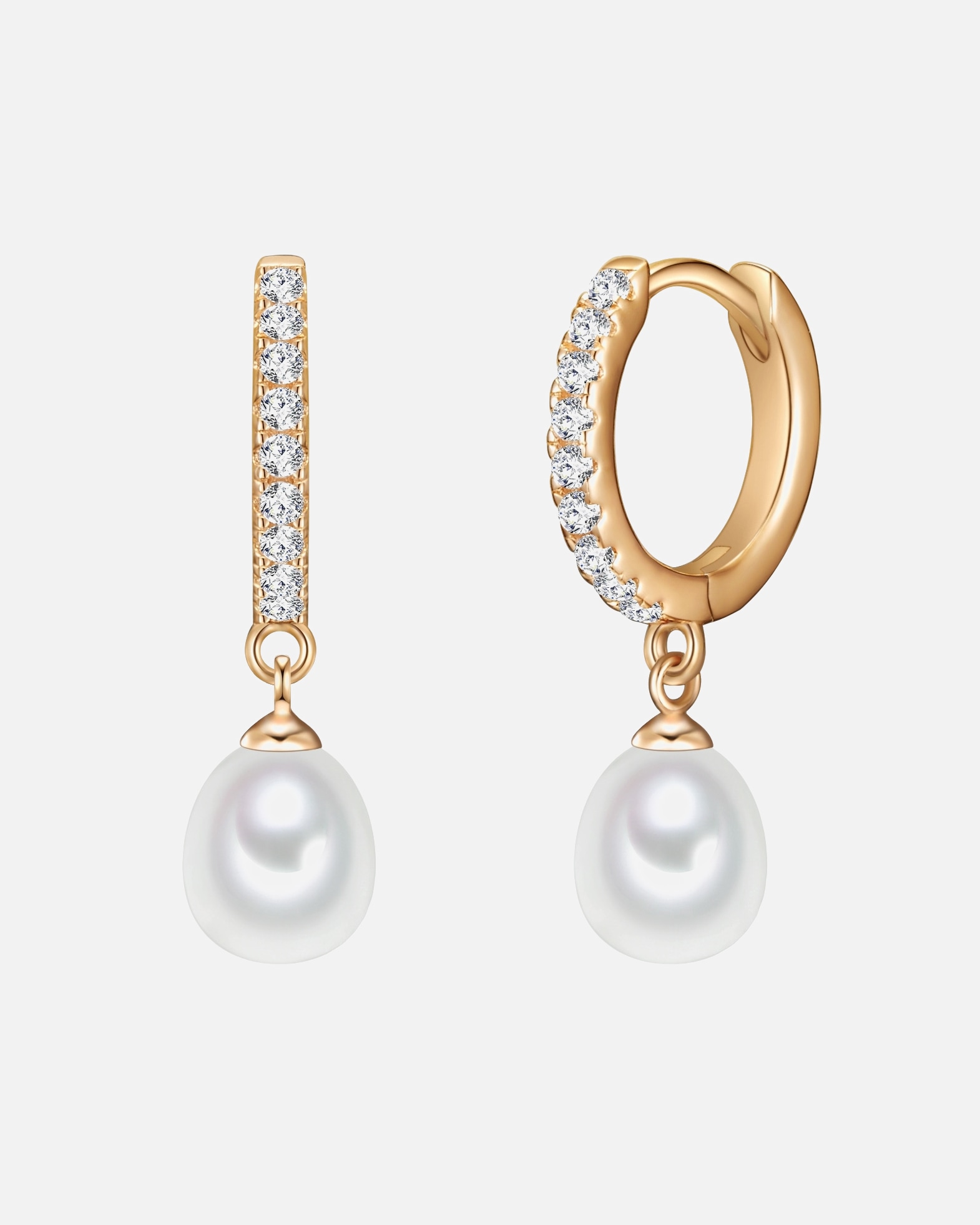 Creolen für Weiblich Valero Pearls Creolen Gelbvergoldet Süßwasser-Zuchtperlen weiß 24,5 mm