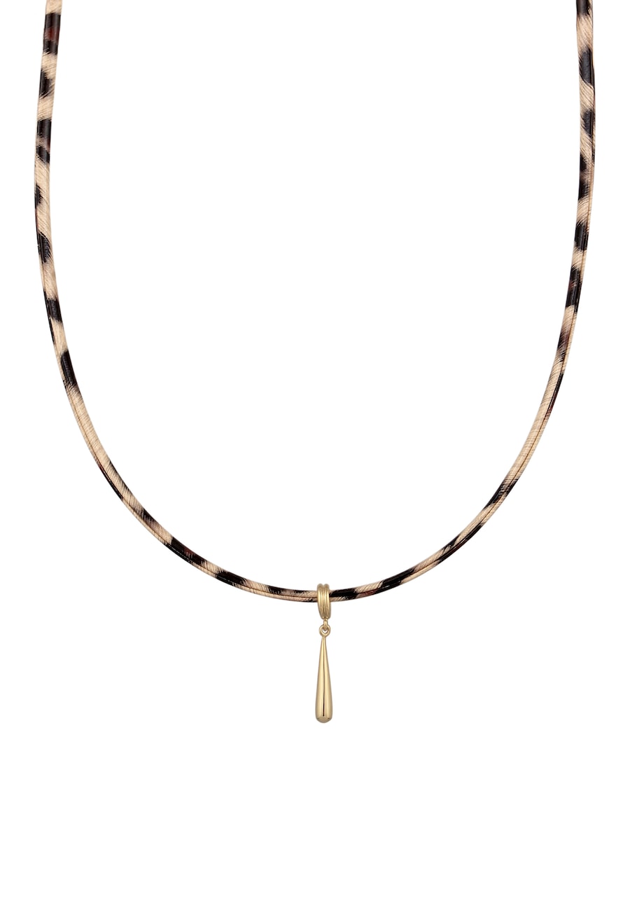 Elli Choker Synthetik Leder 925 Sterling Silber vergoldet 32 Damen