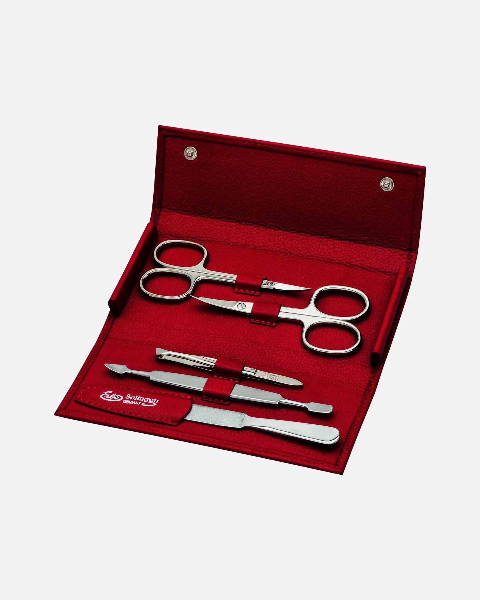 für Unisex ERBE Siena Maniküre Set Druckknopf Serie 'Siena', schwarz, 5-tlg. Rot