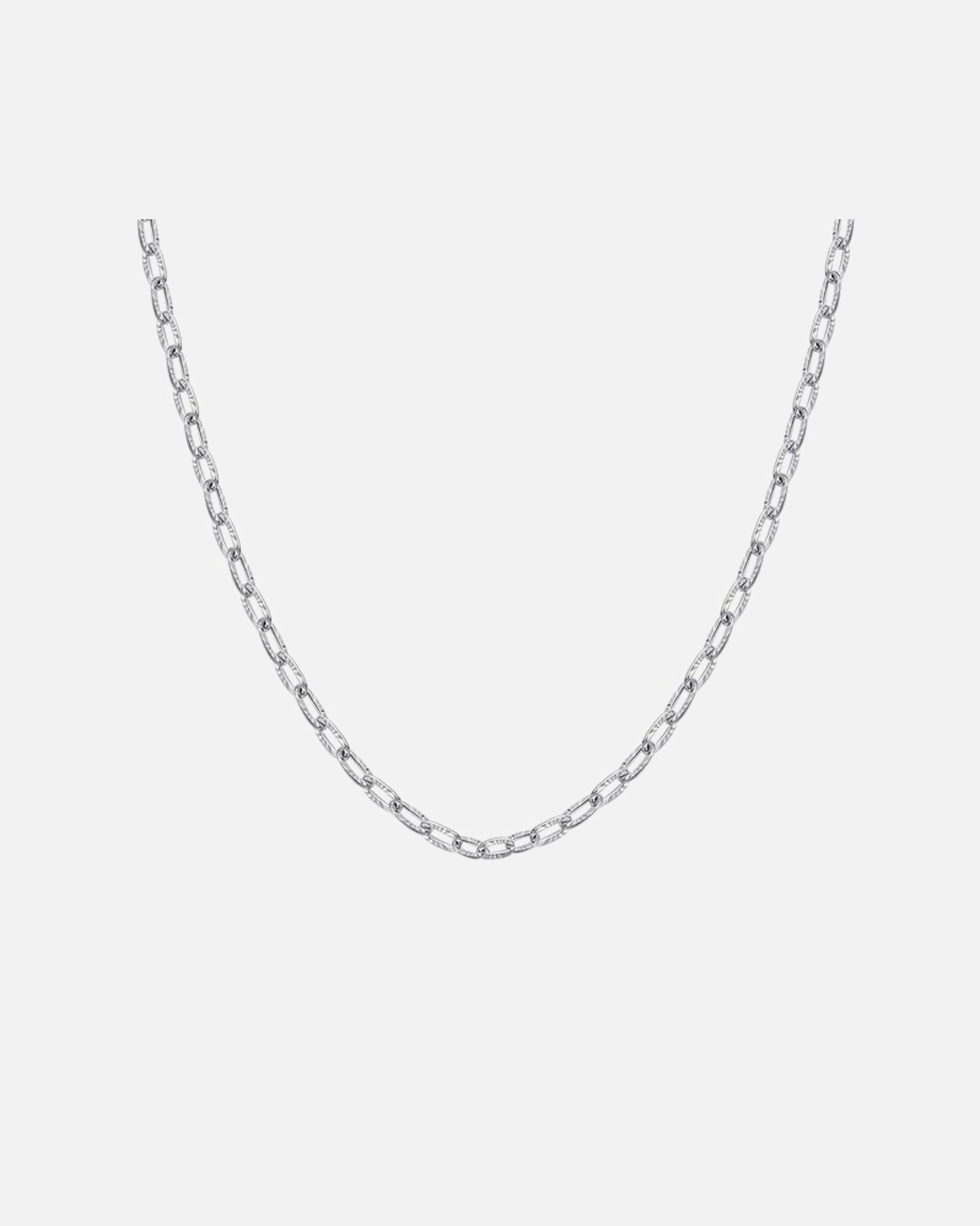 Halskette für Weiblich Hey Happiness Default Brand Line Texturierte Gliederkette Halskette – Edelstahl Schmuck – wasserfest Silber