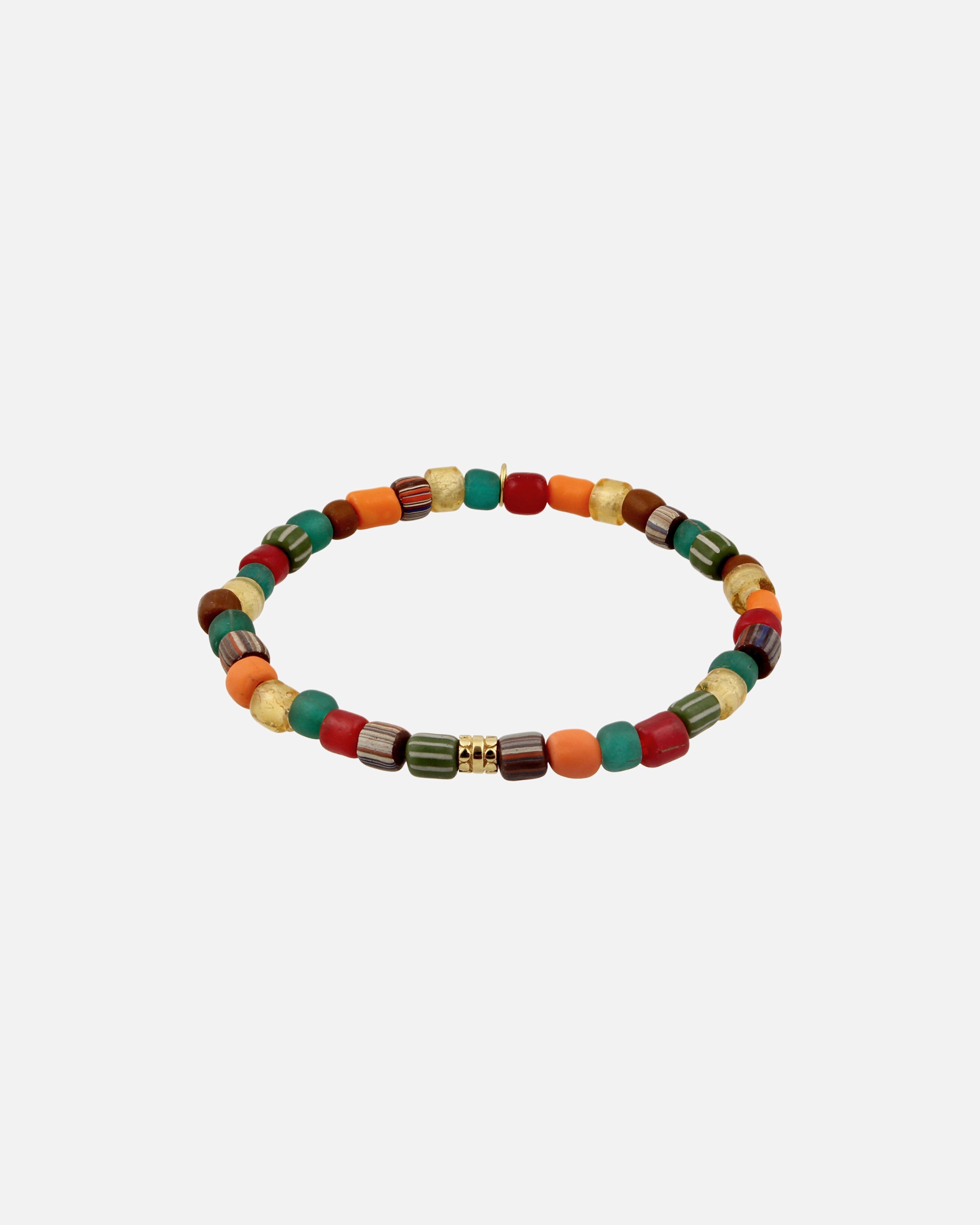 Armband für Männlich KUZZOI Glas Beads Orange Grün Vintage 925 Sterling Silber vergoldet 19