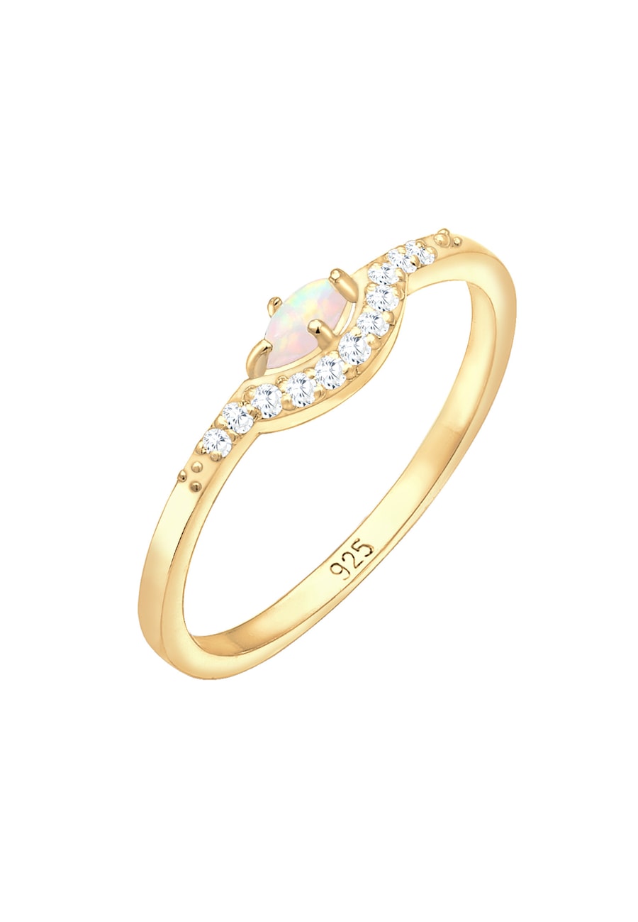 Elli Ring Vintage Design Zirkonia Marquise Opal 925er Silber 56 Damen