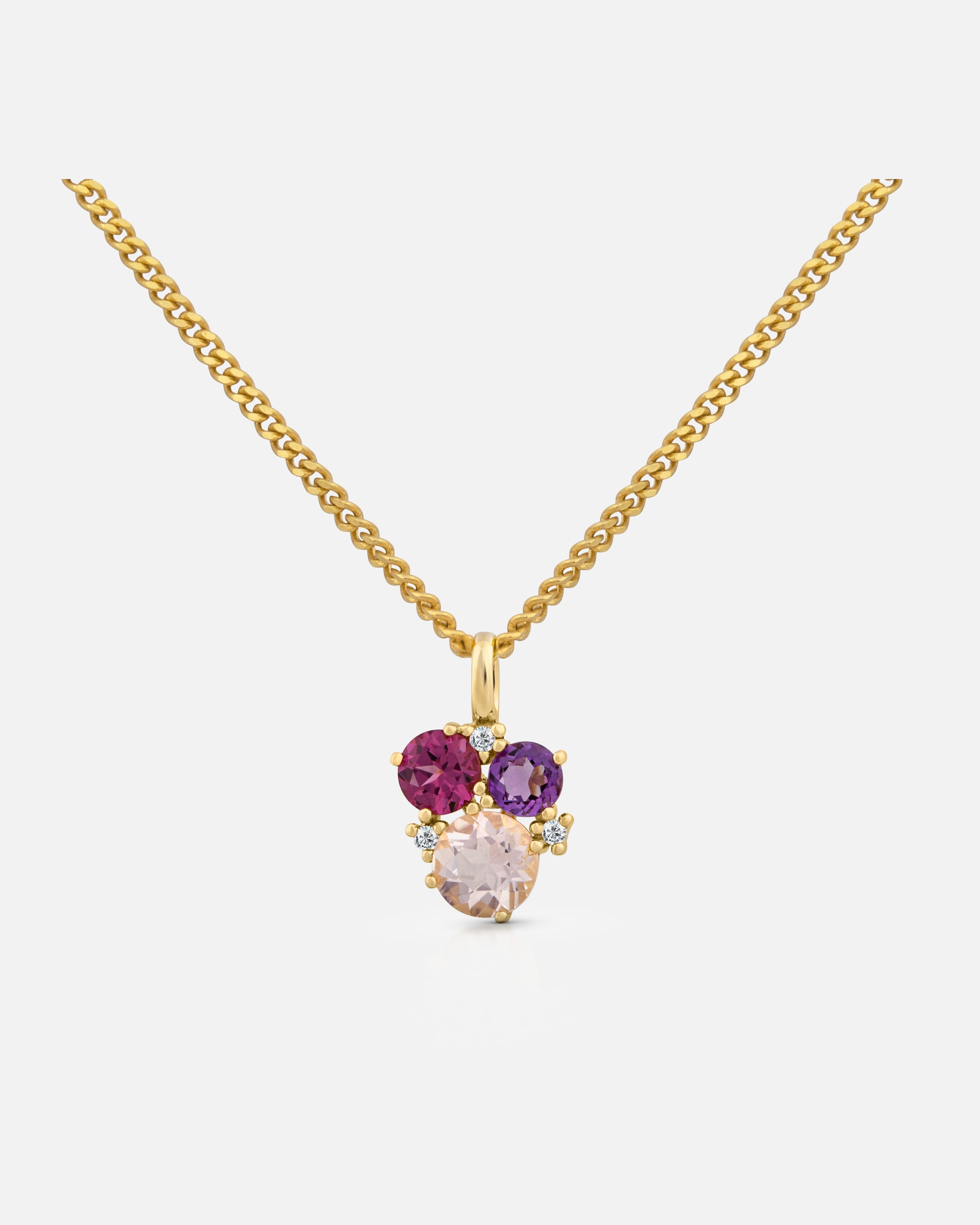 Halskette für Weiblich Orolino Halskette 585/- Gold Rosenquarz rosa 0,02ct. 42/45cm