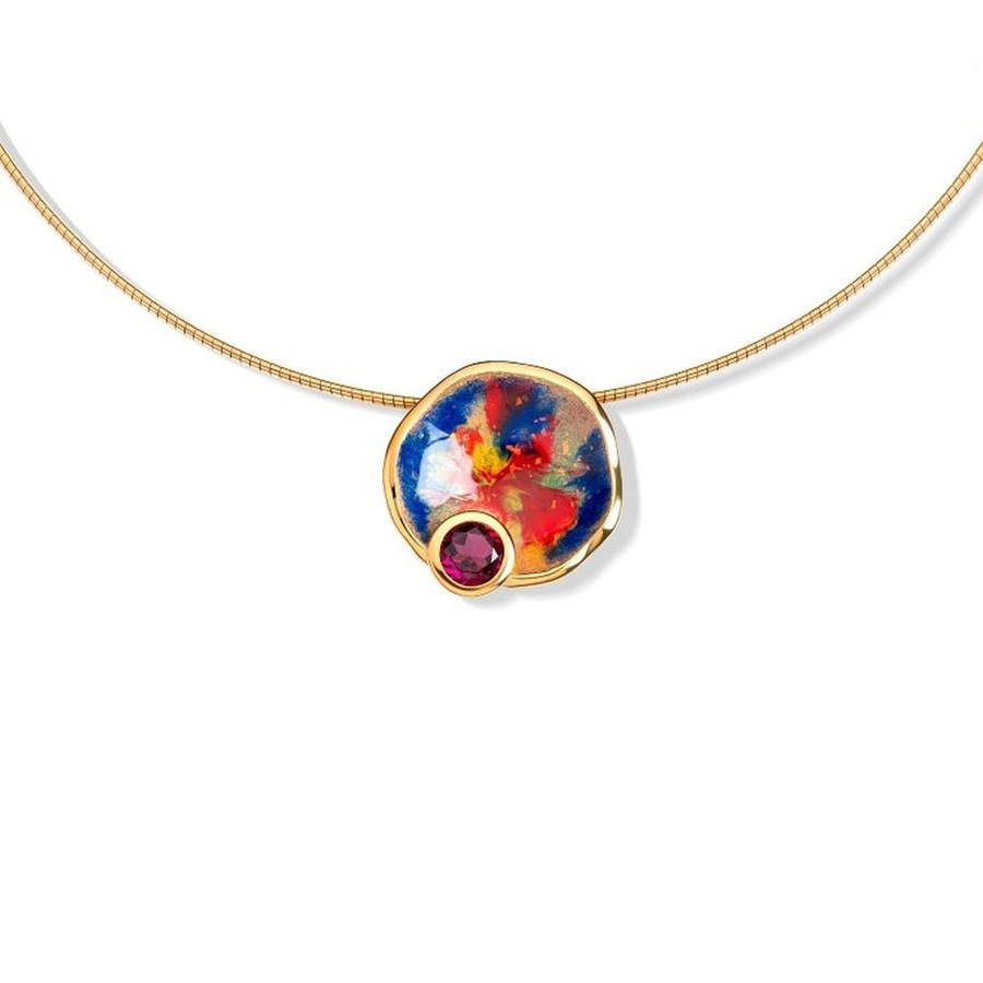 HERB SCHMUCK Anhänger mit Kette 925/- Sterling Silber Rhodolith rot 42cm Damen