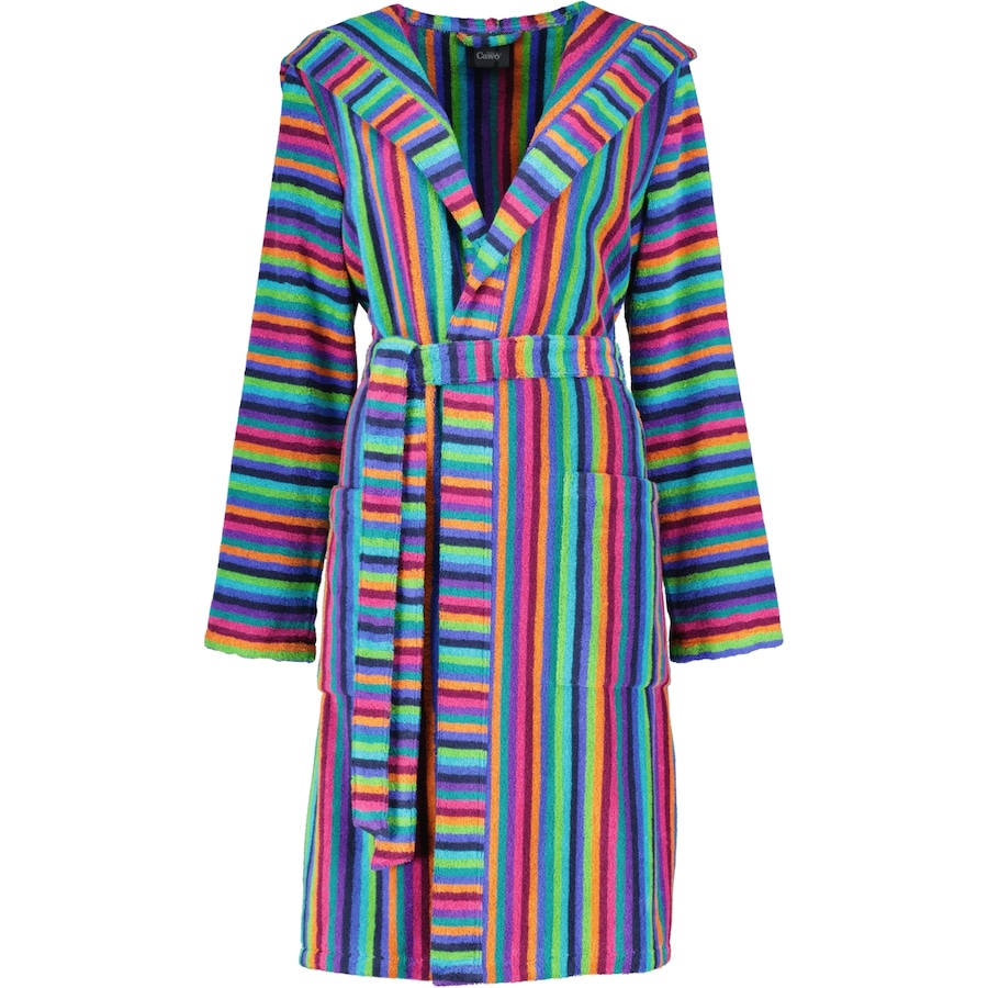 Cawö Bademäntel Damen Kurzmantel mit Kapuze 7049 multicolor - 84 XS Weiss