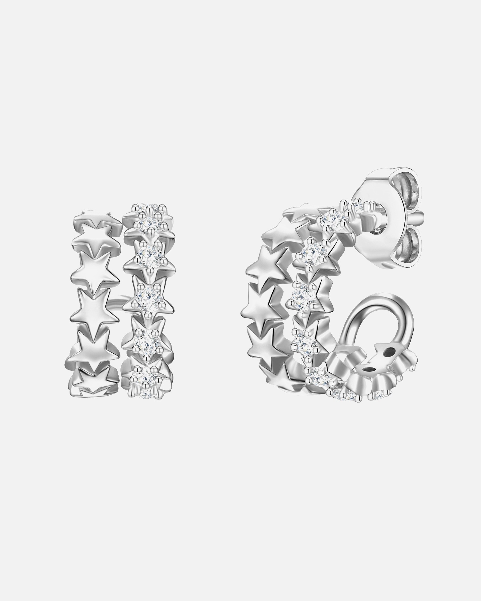Ohrringe für Weiblich Glanzstücke München Creolen Sterne Sterling Silber Zirkonia in Silber 11,6 mm