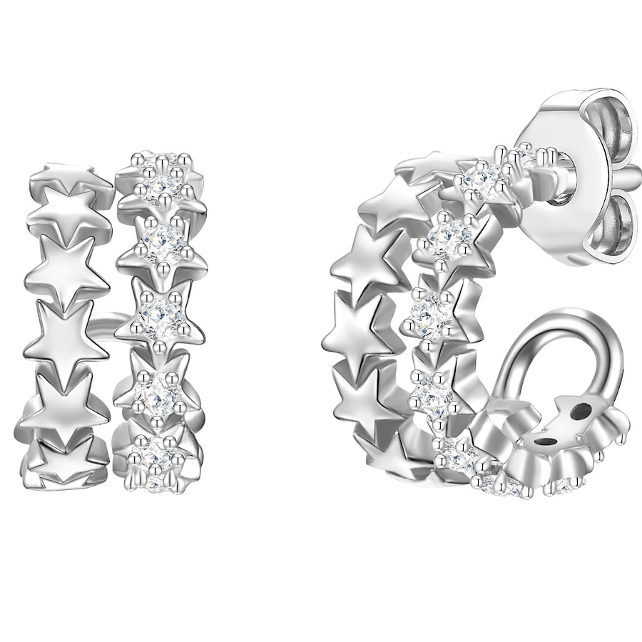 Glanzstücke München Creolen Sterne Sterling Silber Zirkonia in 11,6 mm Damen