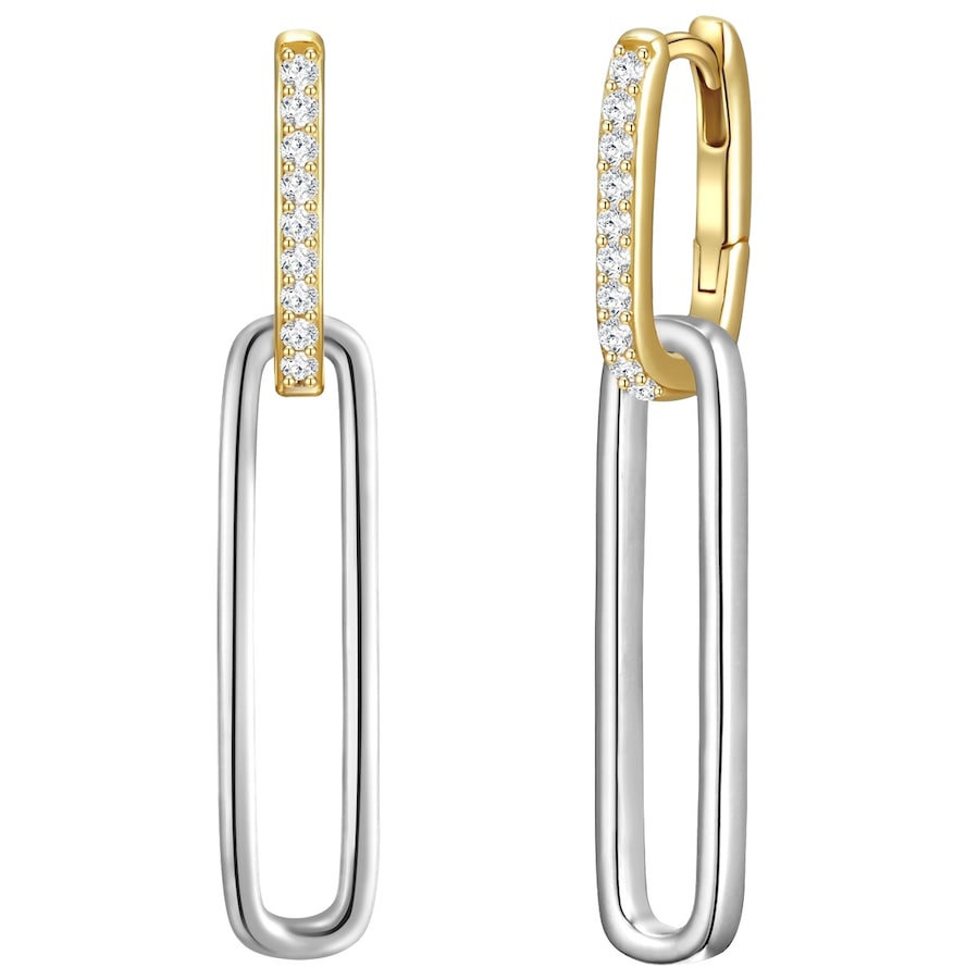Glanzstücke München Creolen Sterling Silber Zirkonia in Silber/Gelbgold 34,5 mm Damen