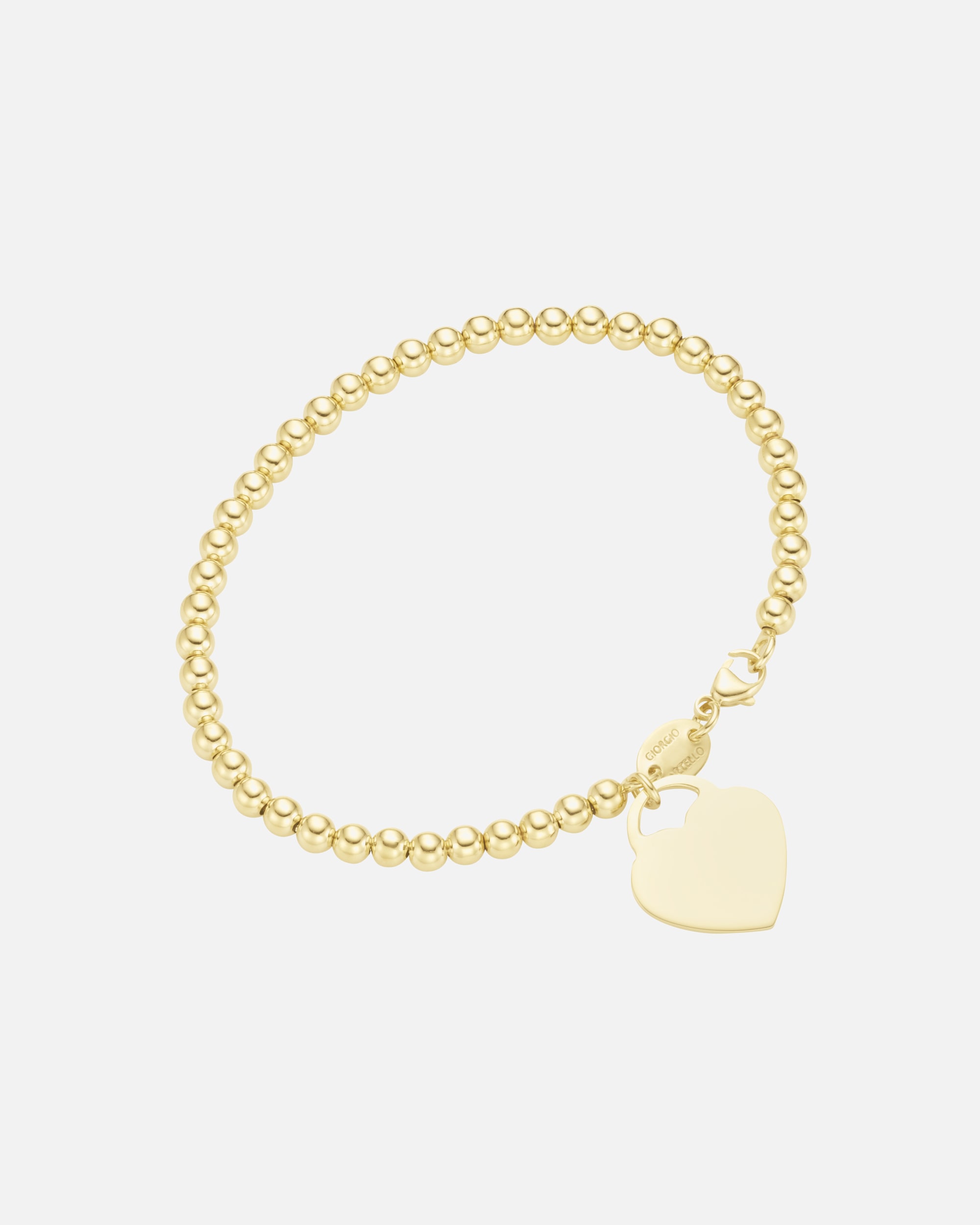 Armband für Weiblich Giorgio Martello Milano Armband Kugeln mit Behang Herz, gelb vergoldet, Silber 925 19 cm