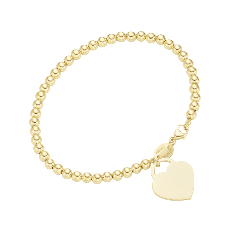 Giorgio Martello Milano Armband Kugeln mit Behang Herz, gelb vergoldet, Silber 925 19 cm Gold Damen