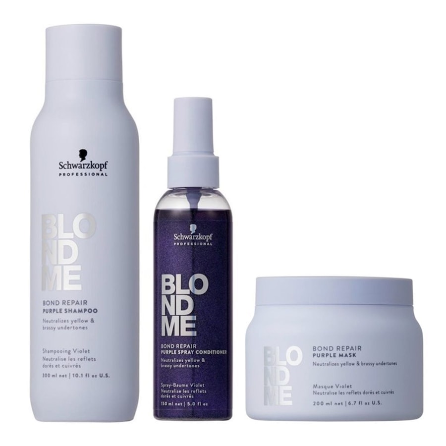 Schwarzkopf Professional Blondme Bond Repair Purple Bundle Maske (Shampoo + Spray Conditioner Maske) Damen