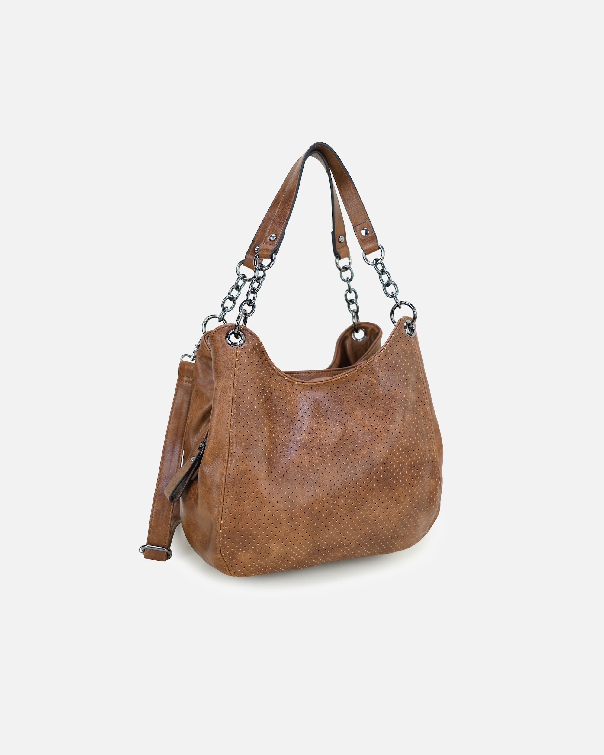 Umhängetasche für Unisex HARPA Schultertasche mit aufwendigen Tragegriffen und feinem Lasercut spiced caramel