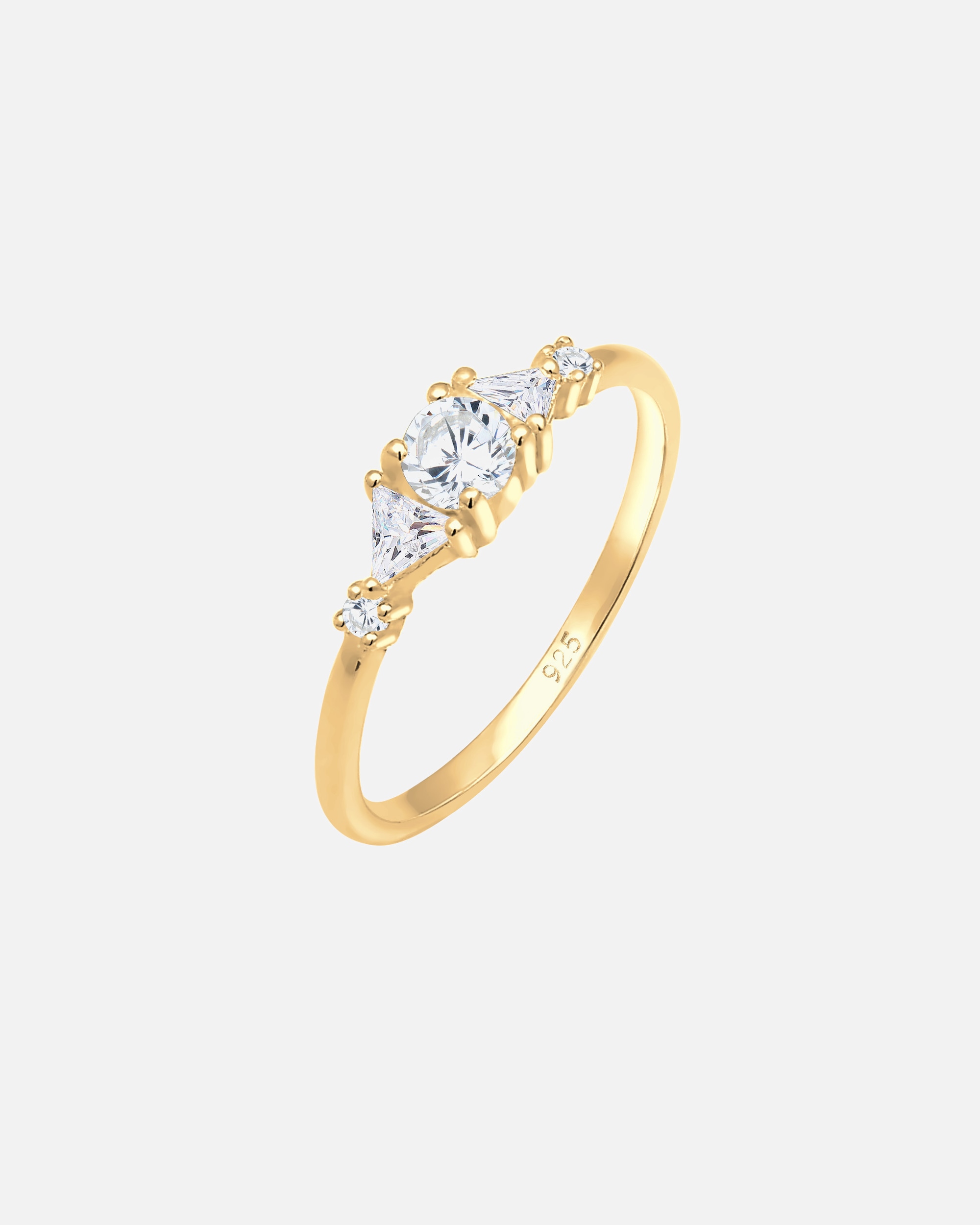 Ring für Weiblich Elli PREMIUM Elli PREMIUM Ring Triangel Zirkonia Funkelnd 925 Silber vergoldet 54