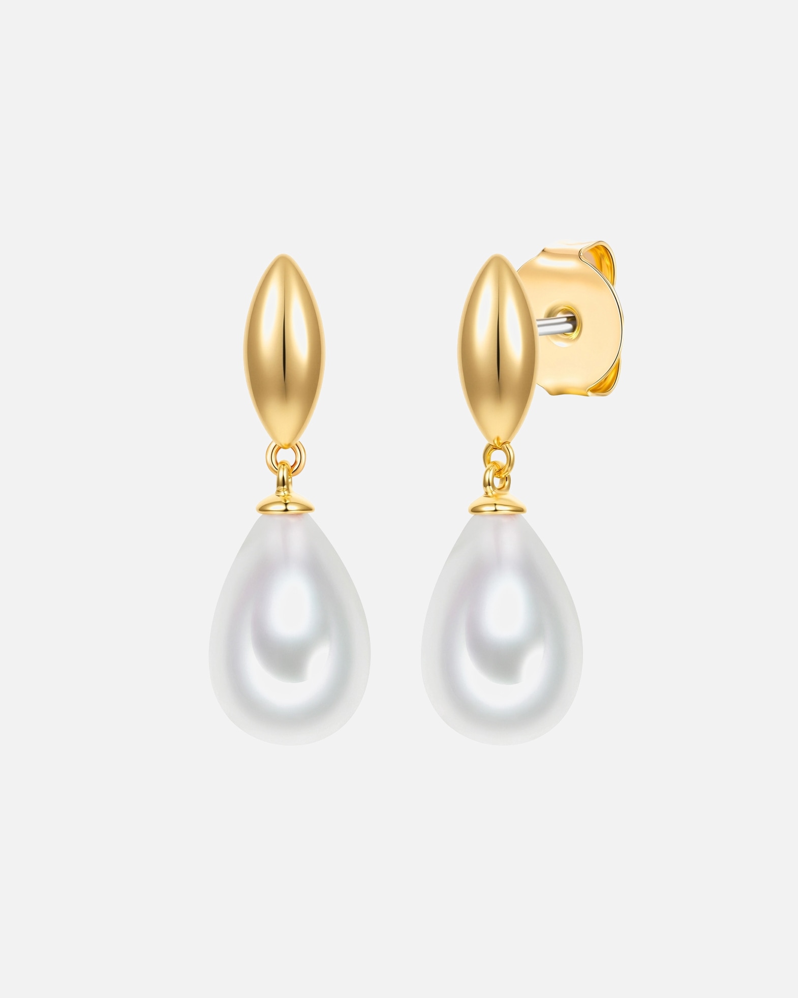 Ohrringe für Weiblich Lulu & Jane Perlen-Ohrhänger aus Messing in gelbgold mit Glasperle 29,3 mm