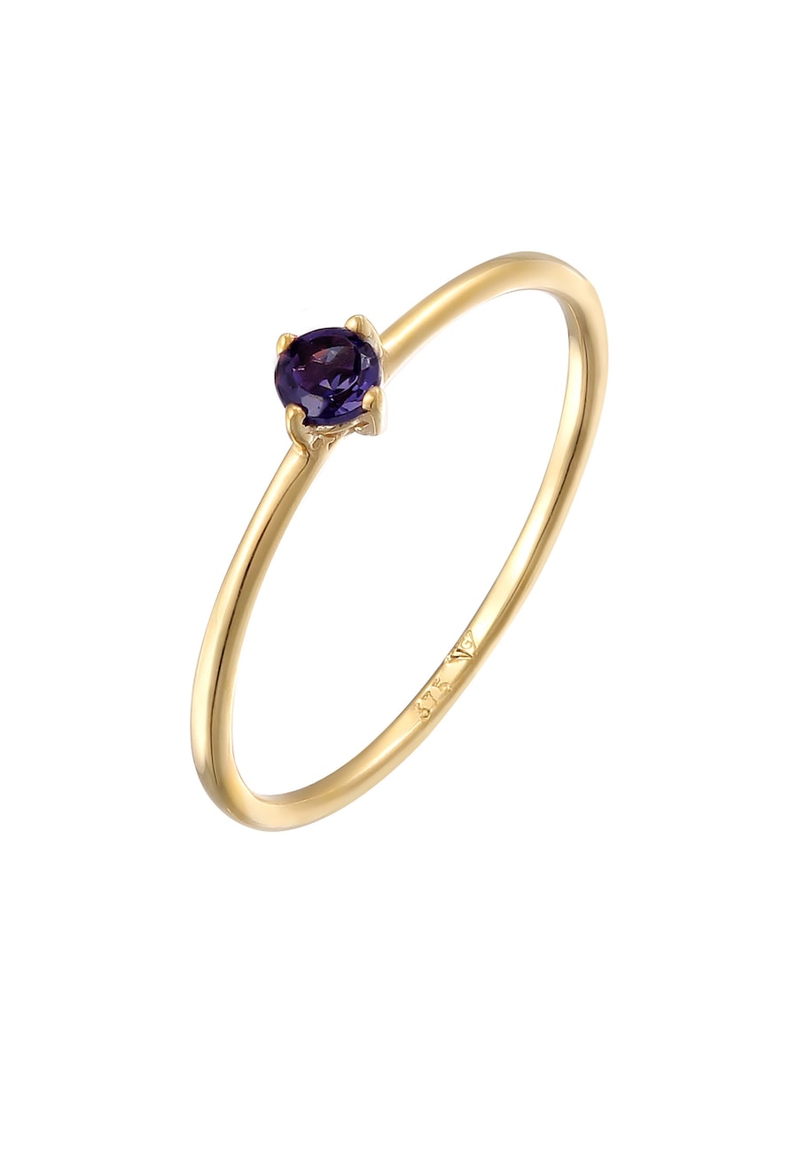 Elli PREMIUM Ring mit Lolite Edelstein 375 Gelbgold 54 Damen