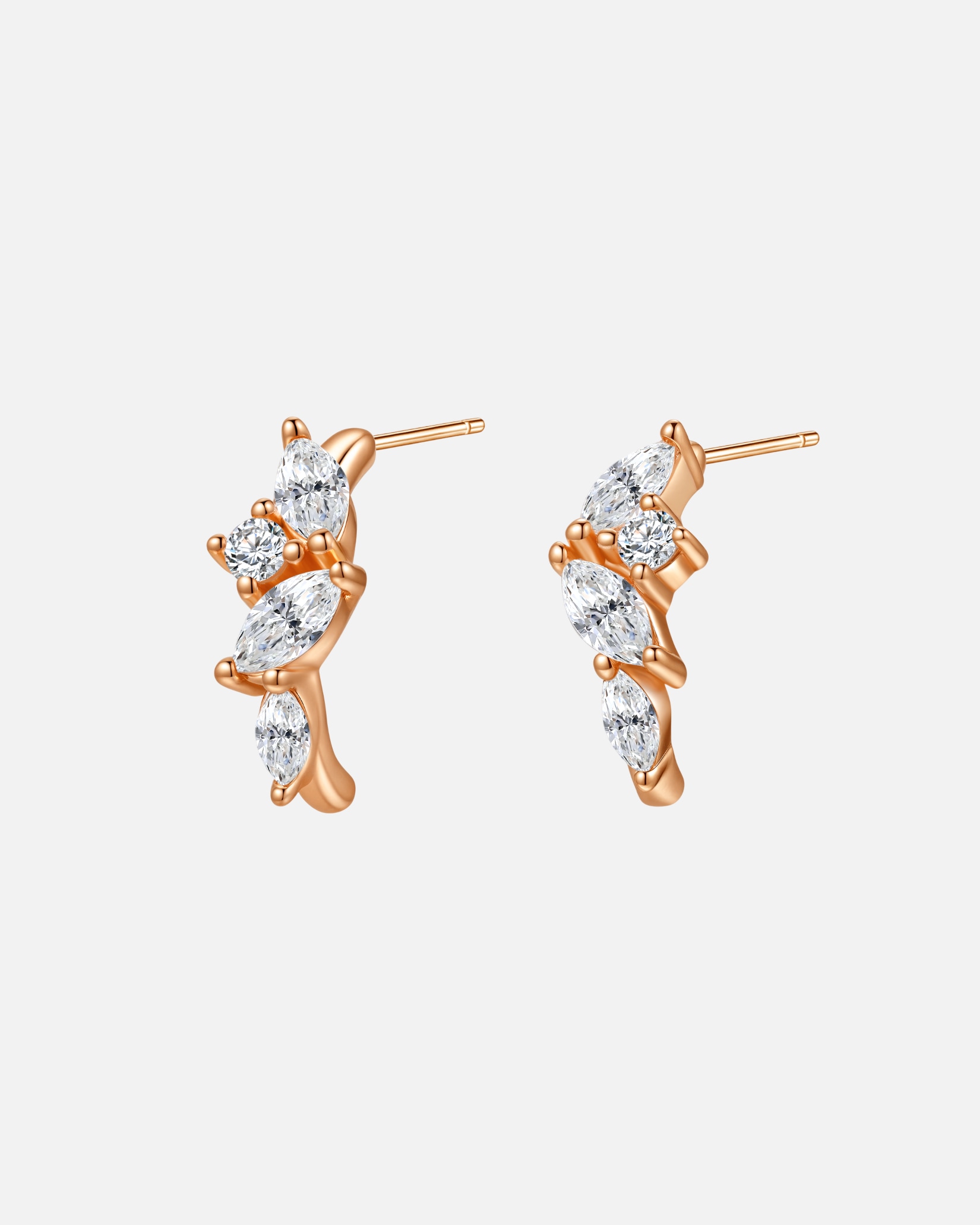 Ohrringe für Weiblich Hey Happiness Default Brand Line Edelsteine Schimmer Ohrstecker Creolen, 925er Sterling Silber Rosegold