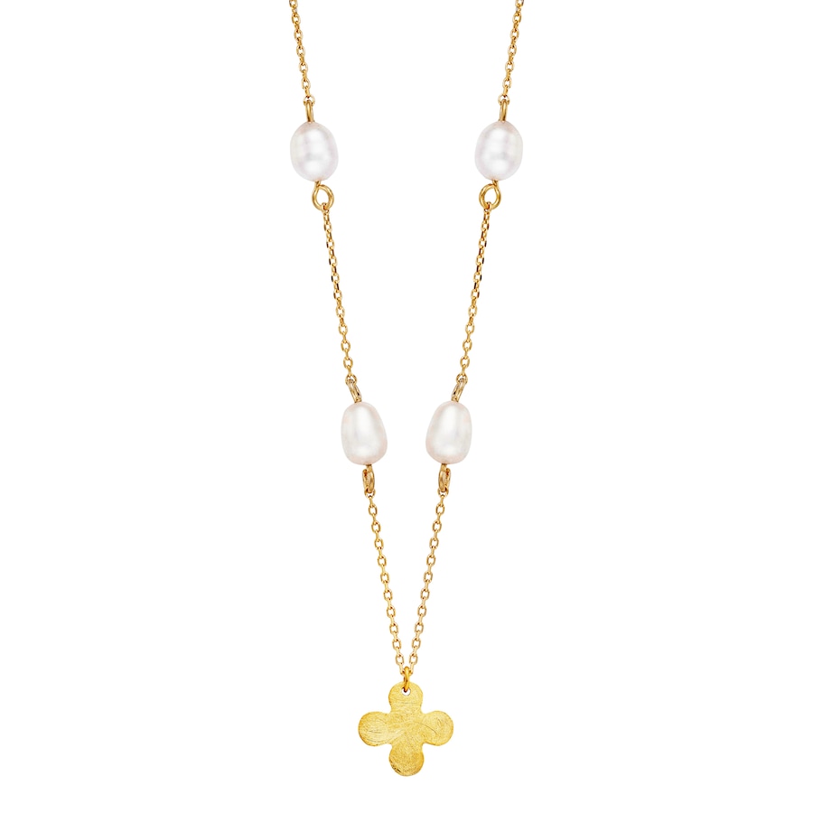 Julie Julsen Anhänger mit Kette 925/- Sterling Silber Perle weiß gelb vergoldet Weiss Damen