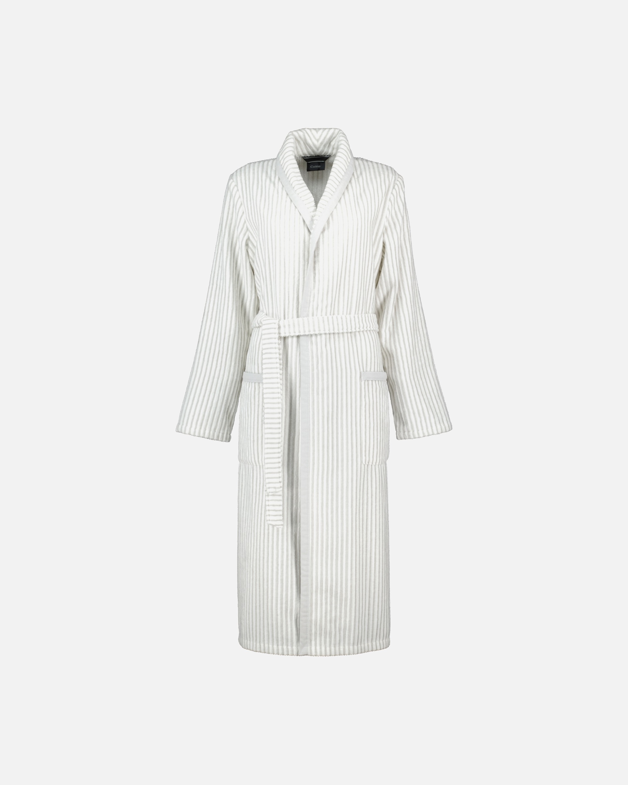 Bademantel für Weiblich Cawö Cawö Bademäntel Damen Schalkragen 3423 weiss-silber - 76 S