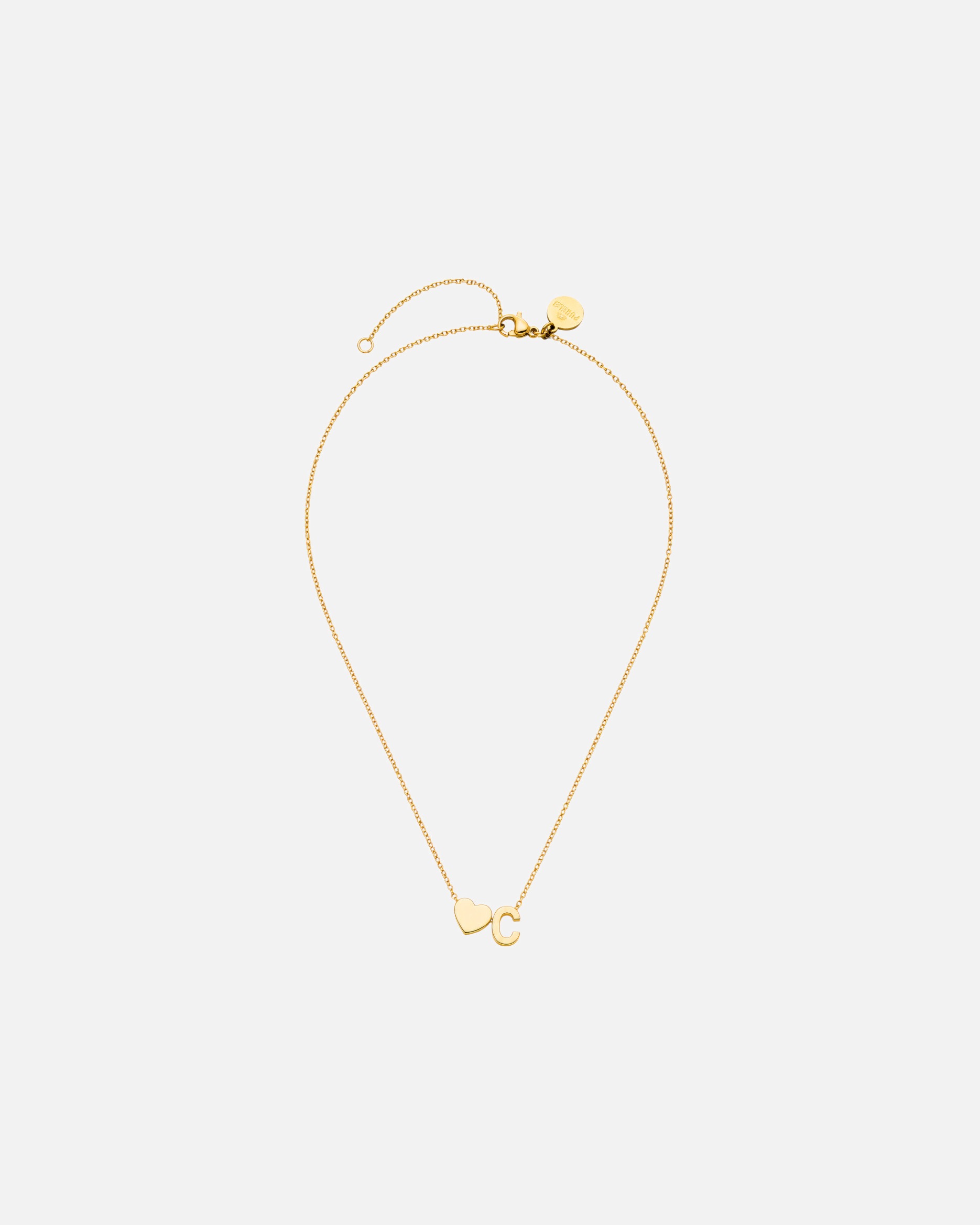 Halskette für Unisex Purelei Letter Heart C Kette 100% Edelstahl Gold