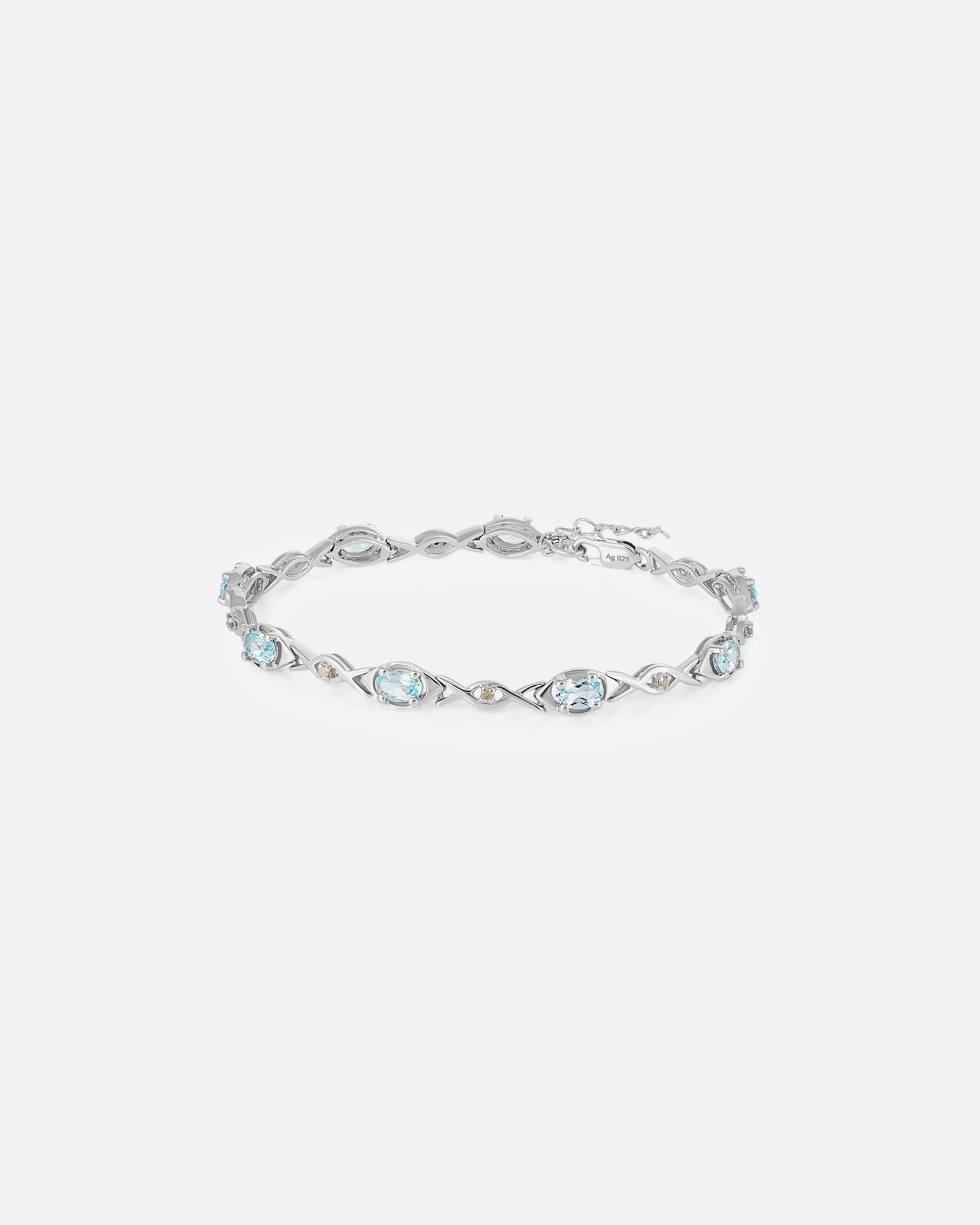 Armband für Weiblich Vira Jewels Armband 925/- Sterling Silber Blautopas beh. 4,206 ct. 19,0cm