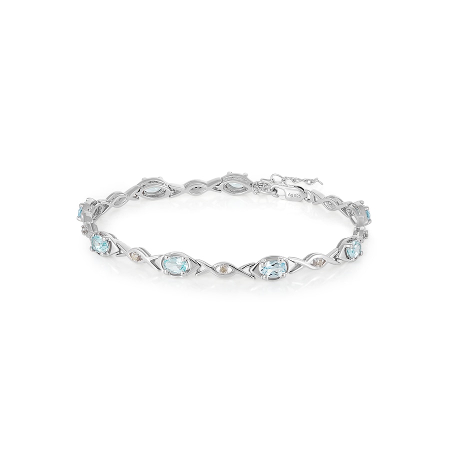 Vira Jewels Armband 925/- Sterling Silber Blautopas beh. 4,206 ct. 19,0cm Damen