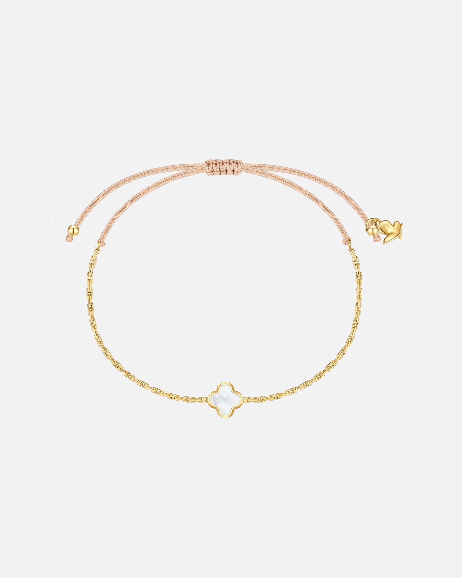 Armband für Weiblich Glanzstücke München Armband Kleeblatt aus Edelstahl in gelbgold mit Perlmutt 15,0 - 22,0 cm, flexibel einstellbar