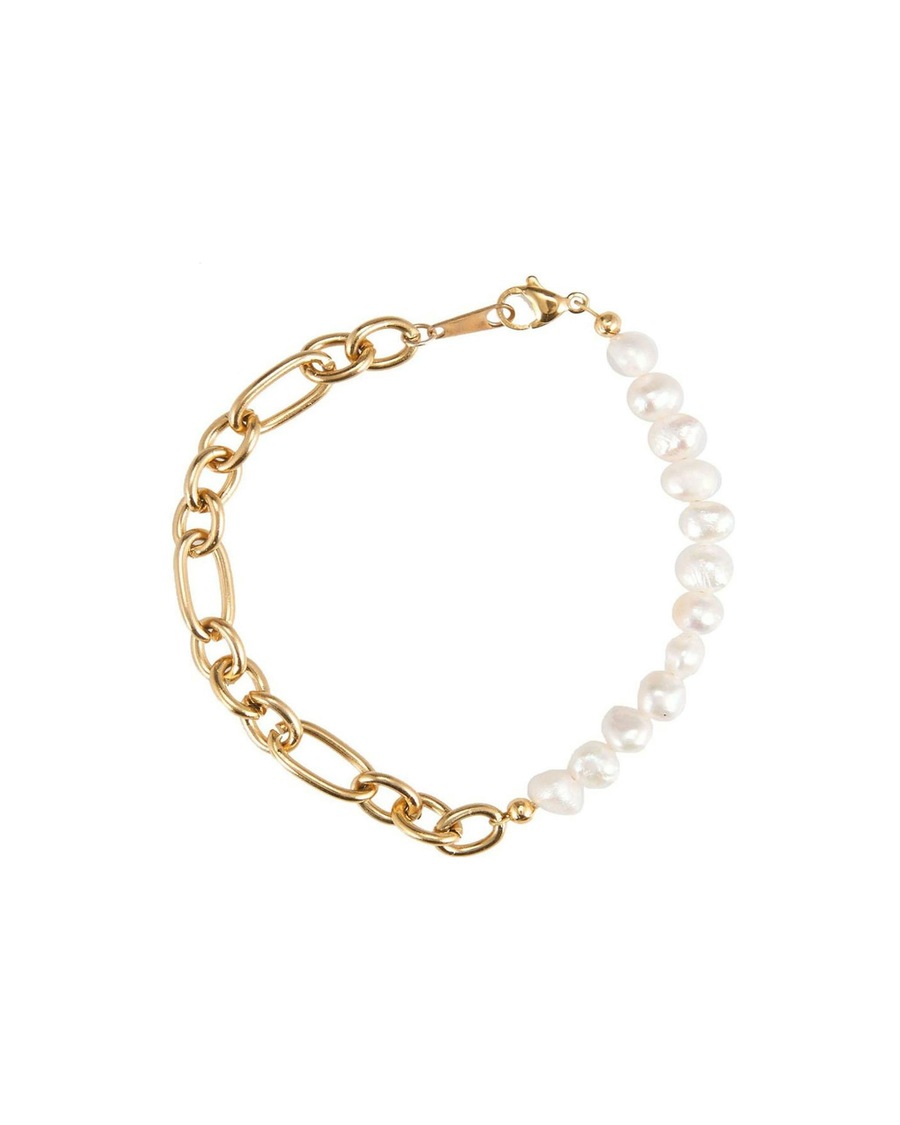 Gemshine Armband 'Zuchtperlen' gold coloured Hellbraun Damen