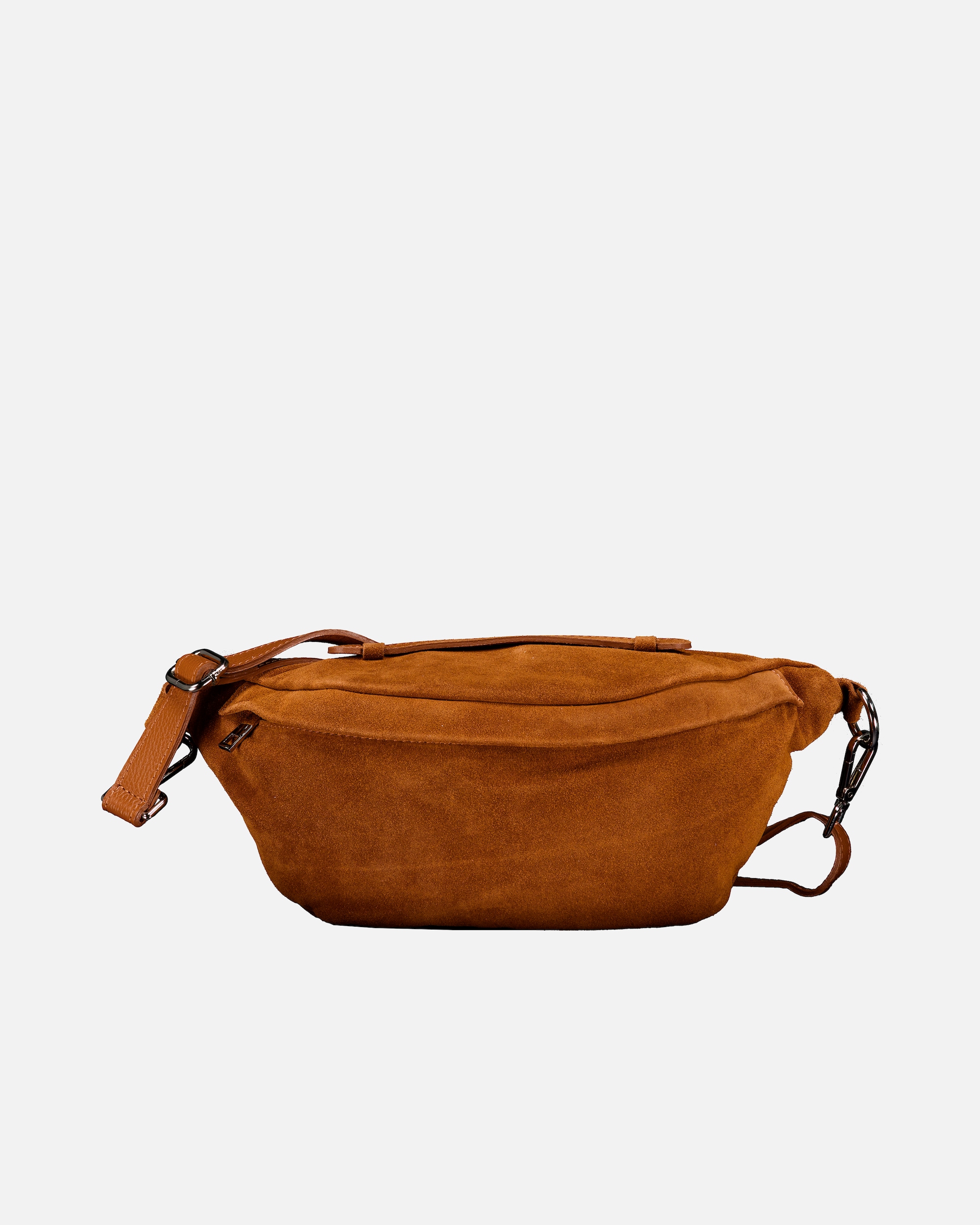 Bauchtasche für Weiblich Hausfelder Manufaktur Gürteltasche / Umhängetasche Velours mit Silberfittings Hellbraun