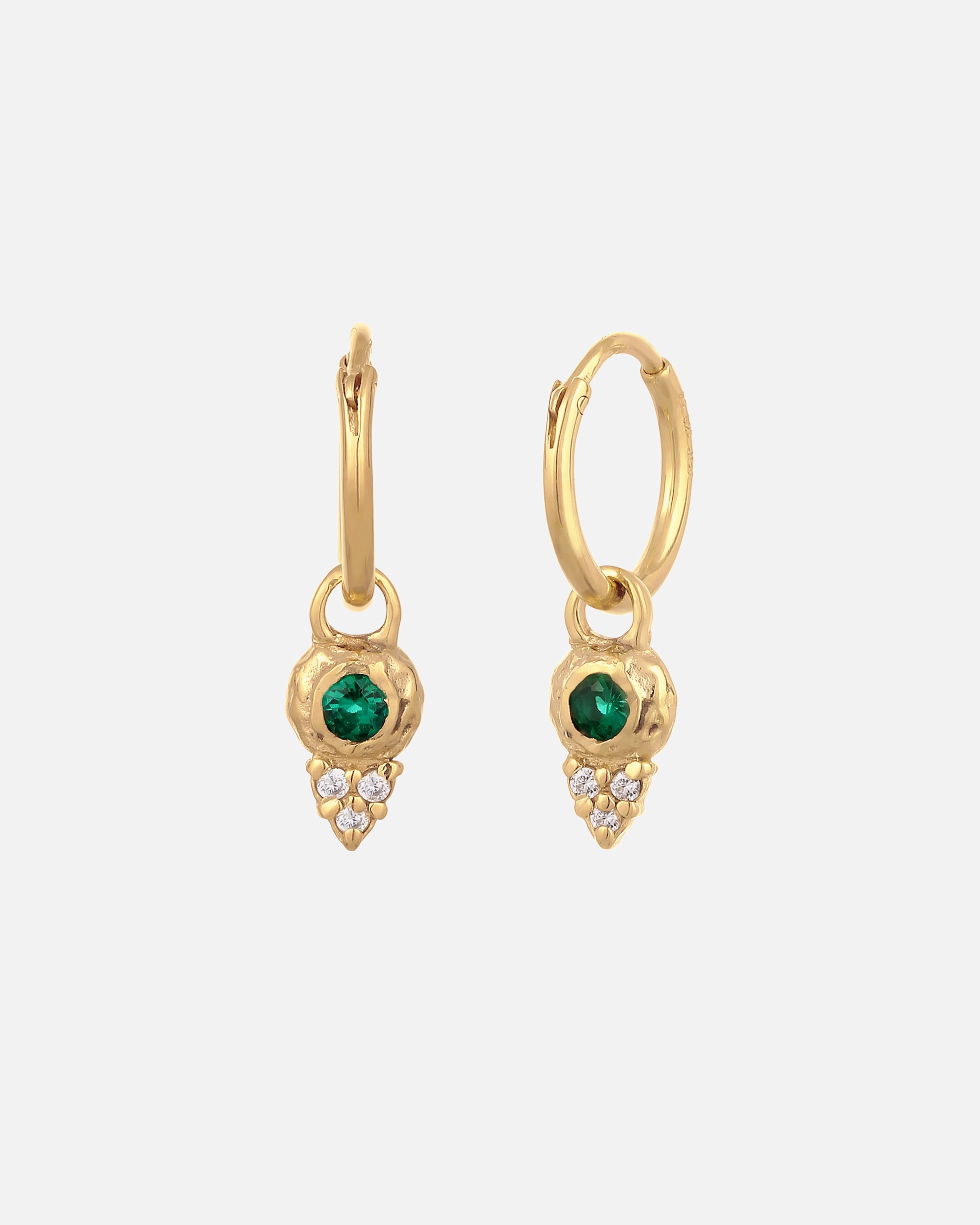 Ohrringe für Weiblich Elli PREMIUM Creolen Einhänger Zirkonia Synthetischer Smaragd Grün 925 Sterling Silber goldfarben