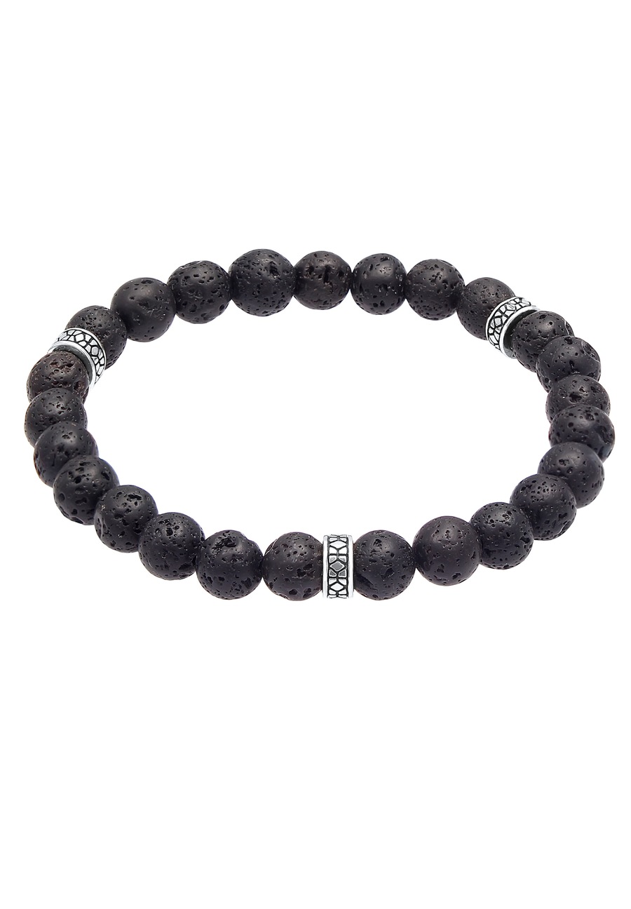 KUZZOI Herren Lava Schwarz Vintage 925 Silber Oxidiert 19