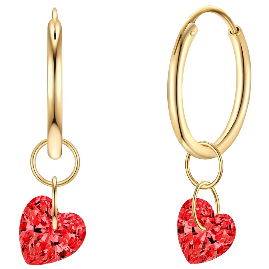 Rafaela Donata Creolen Herz aus Sterling Silber in Gelbgold mit Zirkonia 27,7 mm Damen