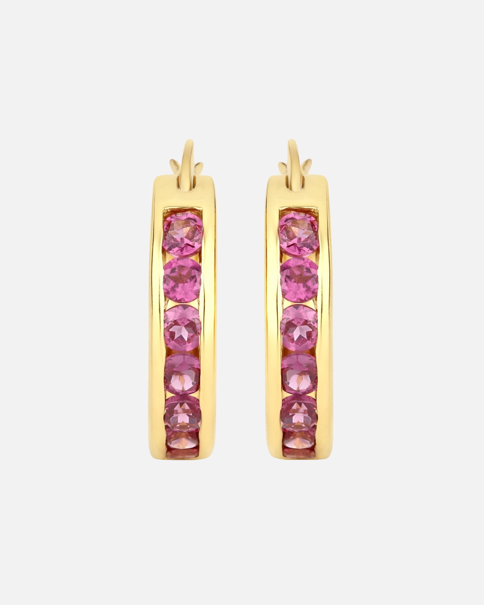 Creolen für Weiblich Rafaela Donata Ohrringe Sterling Silber Peridot in Gelbgold Pink