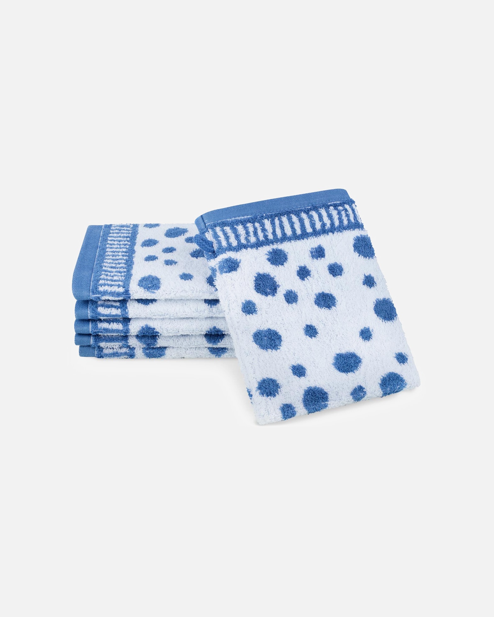 Handtuch für Unisex ROSS Waschhandschuh Punkte allover (6er Set) Blau