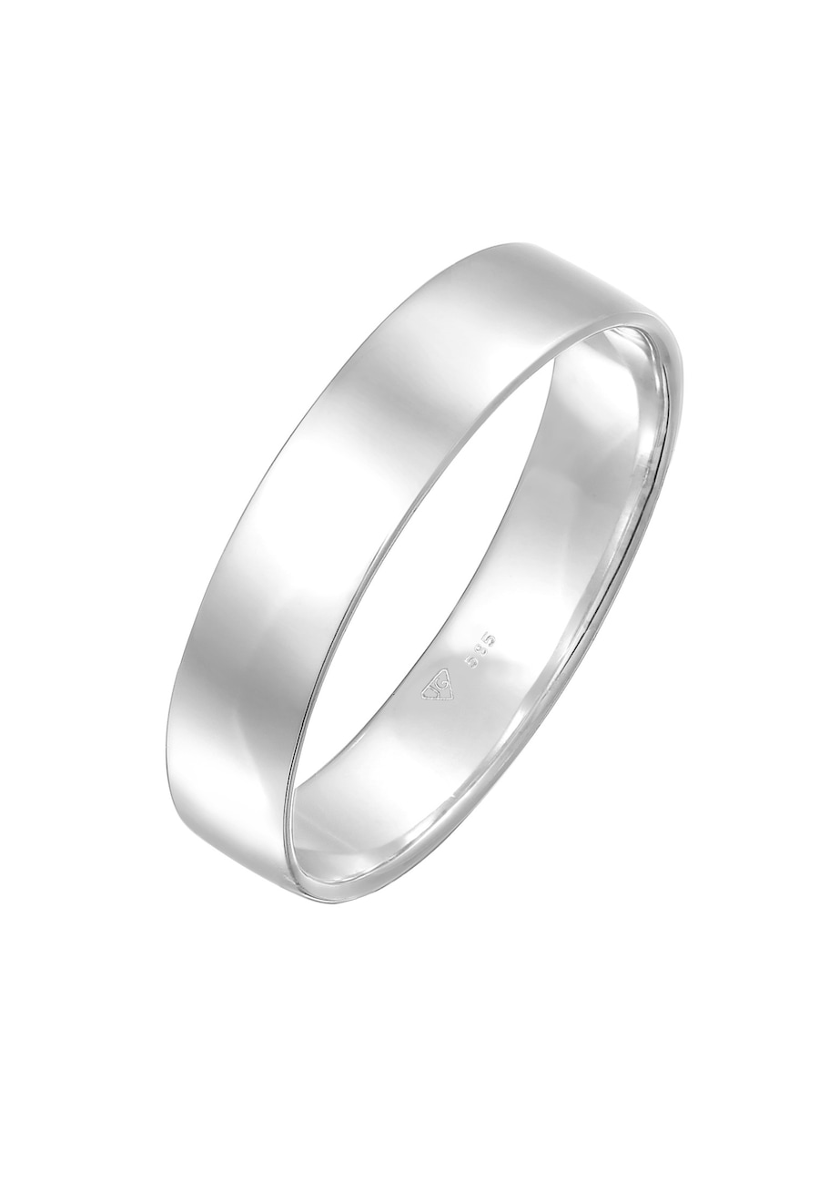 Elli PREMIUM Bandring Trauring Basic 585 Weißgold 56 Damen