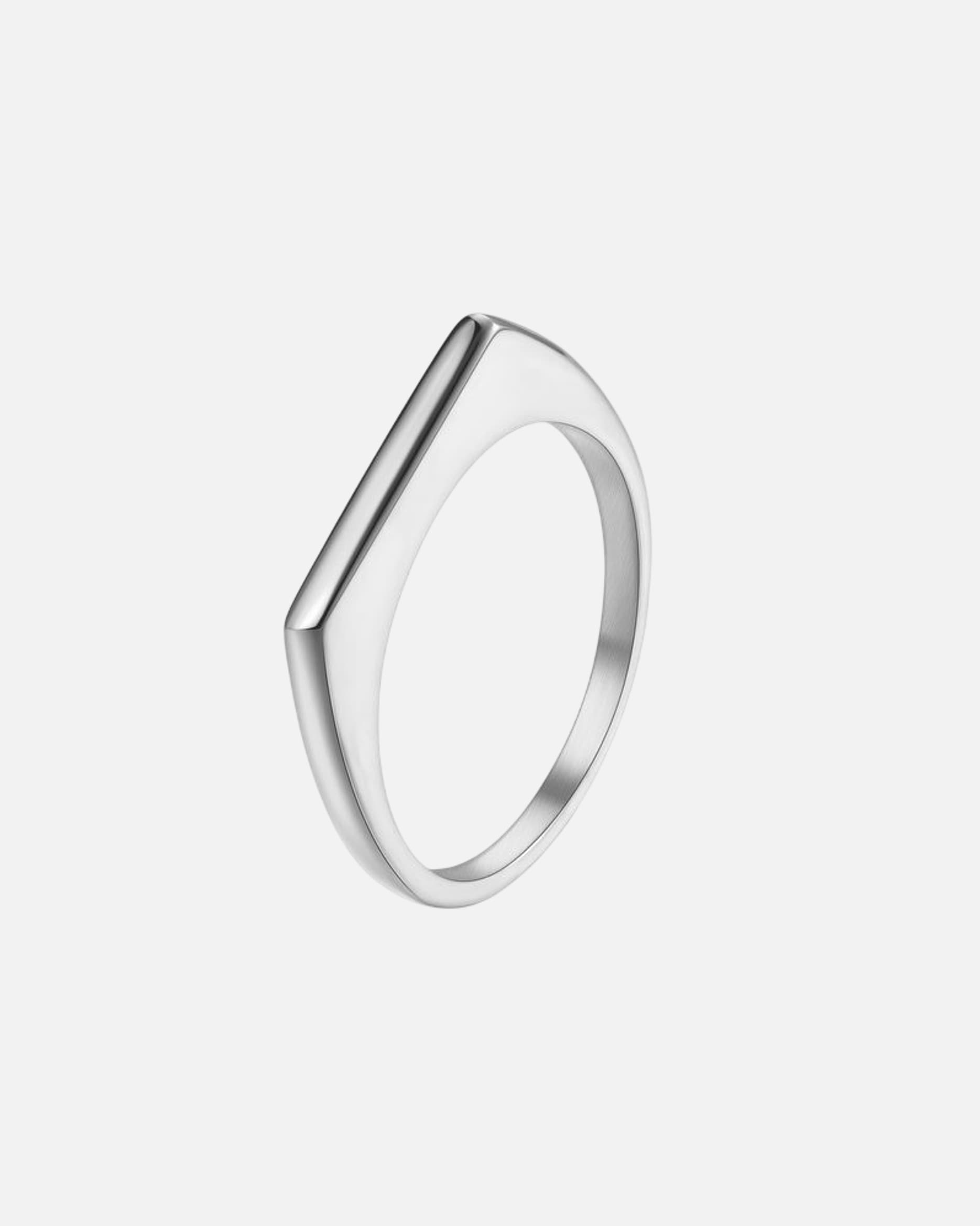 Ring für Weiblich Hey Happiness Default Brand Line Arc Signet Ring – Edelstahlring in Silber 52