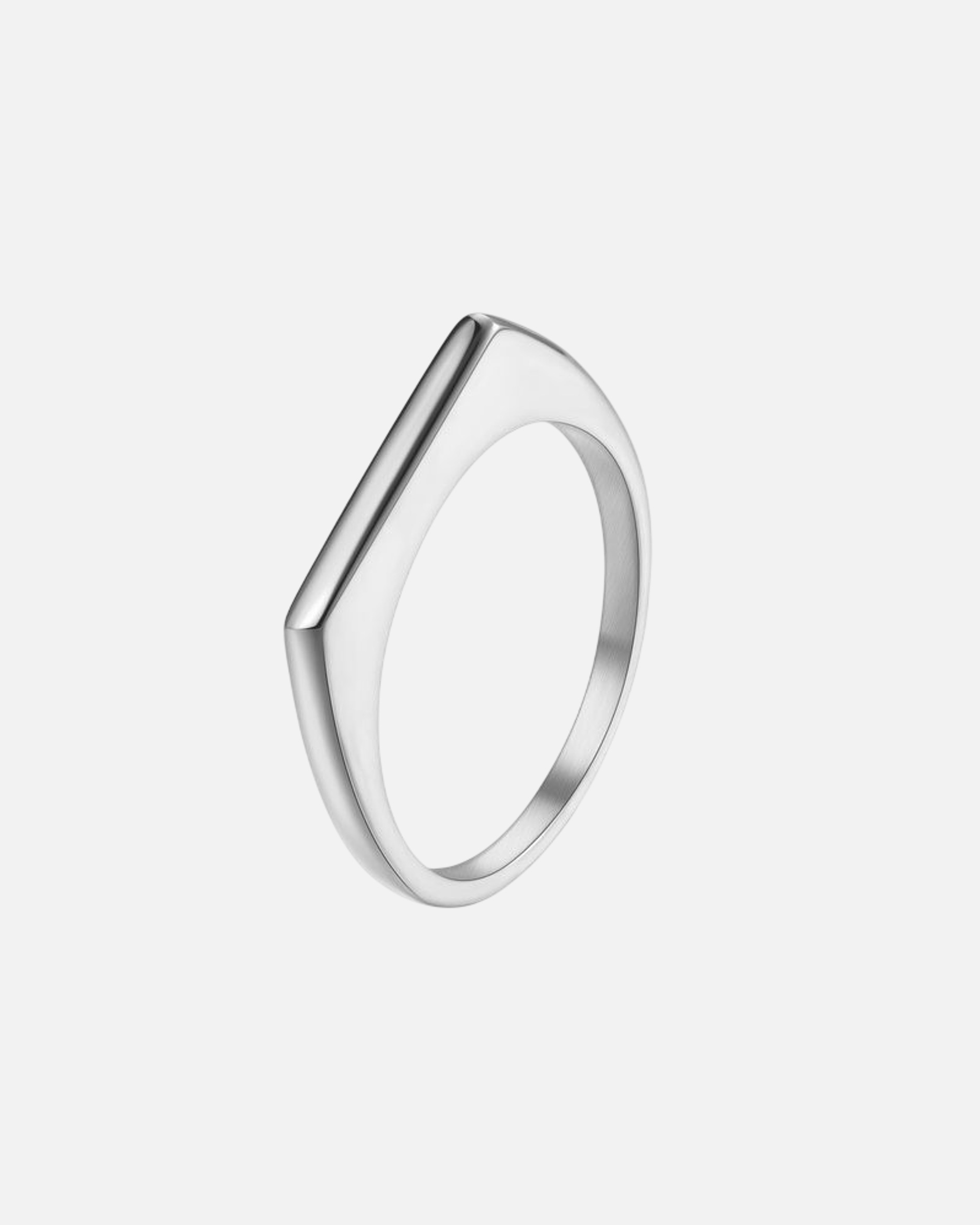 Ring für Weiblich Hey Happiness Default Brand Line Arc Signet Ring – Edelstahlring in Silber 49