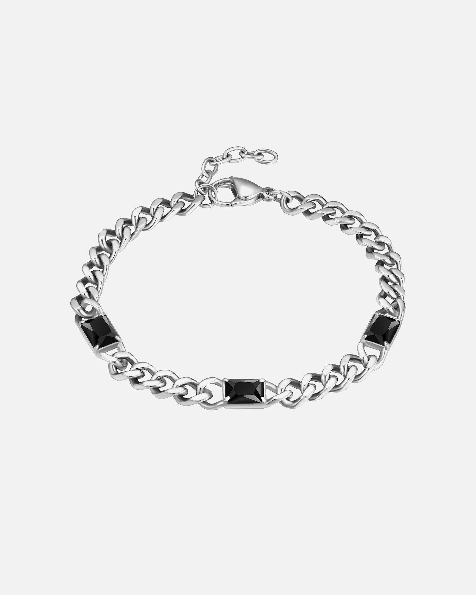 Armband für Männlich True Rebels Armband aus Edelstahl in Silber mit Zirkonia 21,0 cm Basislänge + 3,0 cm Verlängerung