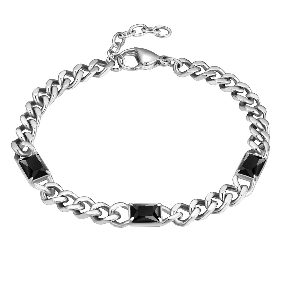 True Rebels Armband aus Edelstahl in Silber mit Zirkonia 21,0 cm Basislänge + 3,0 Verlängerung Herren